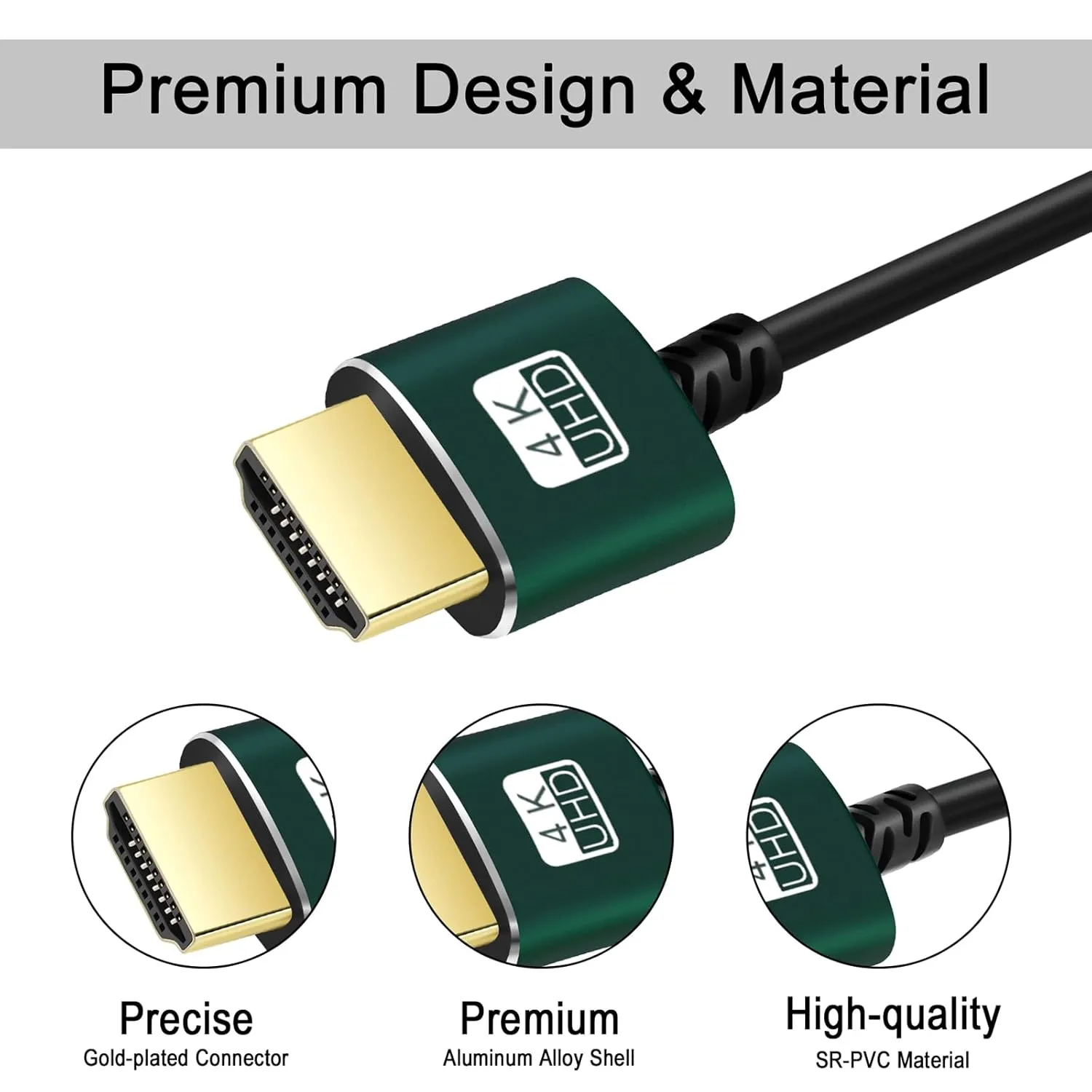 Slim HDMI Cables 15FT, Ultra Soft & Thin HDMI to HDMI Cord, Extreme Flexible & Skinny HDMI Wire Supports High Speed 4K@60Hz 18gbps 2160p 1080p