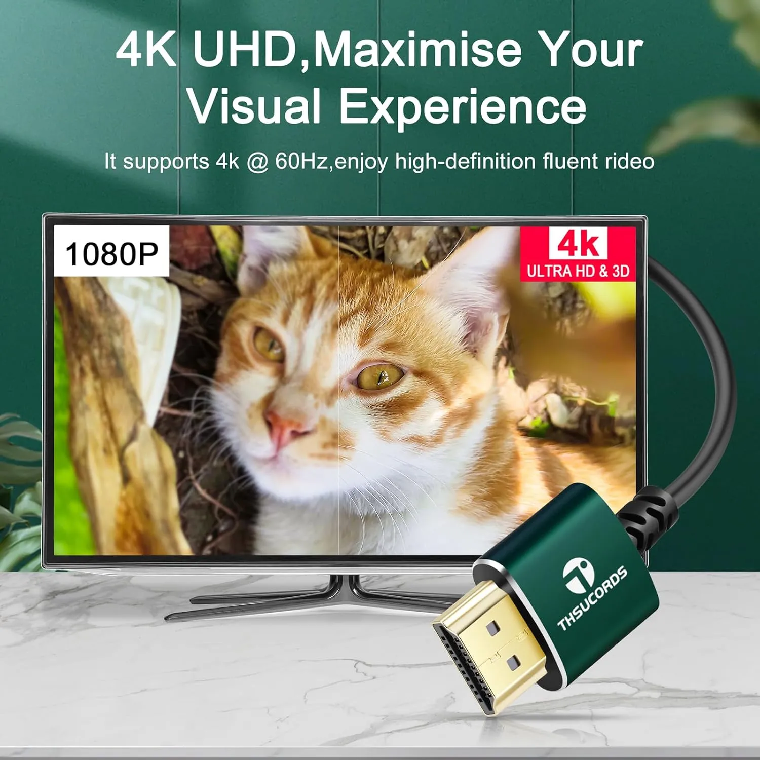 Slim HDMI Cables 15FT, Ultra Soft & Thin HDMI to HDMI Cord, Extreme Flexible & Skinny HDMI Wire Supports High Speed 4K@60Hz 18gbps 2160p 1080p