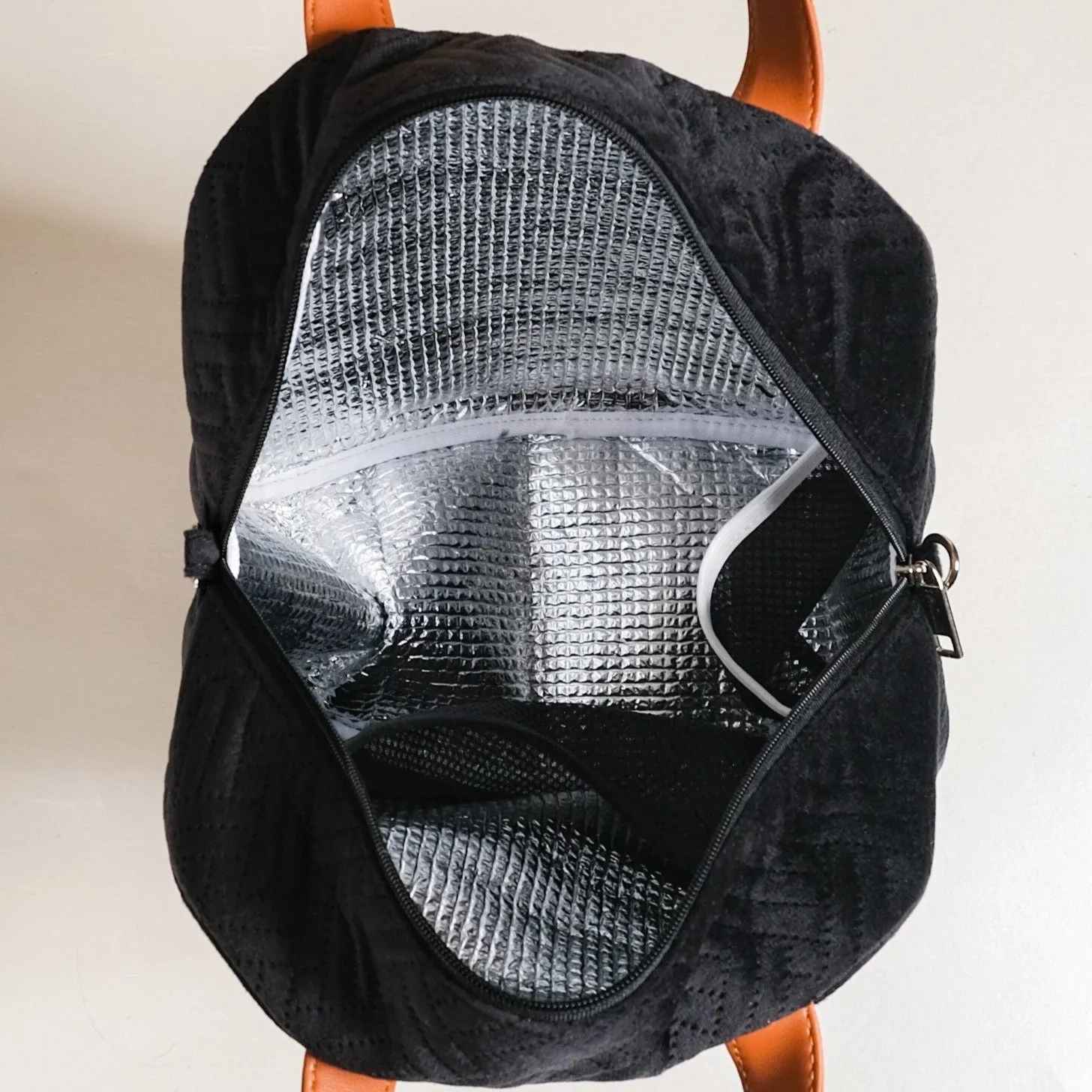 Sling Velvet Thermal Insulated Lunch Bag Black