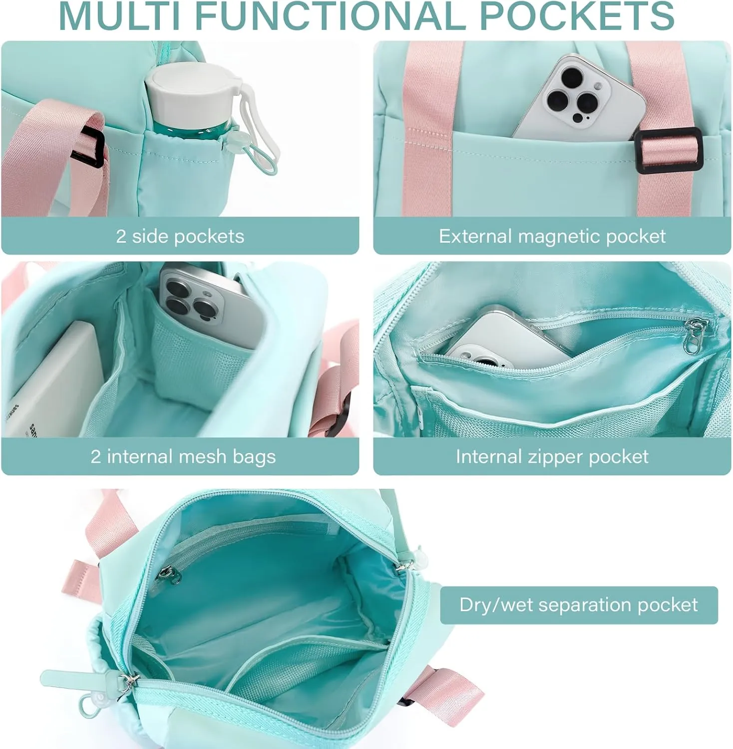 Small Gym Bag for Women,Mini Duffle Bag with Wet Compartmen,Womens Gym Bag for Weekender/Workout/Sport