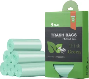 Small Trash Bags, AYOTEE 2.6 Gallon Compostable Trash Bags Bathroom Wastebasket Can Liners, 125 Count Mini Compost Trash Bags for Bedroom Kitchen Office Fit 10 Liter, Green