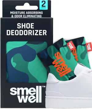 SmellWell - Scented Shoe Deodorizer Inserts - Odor Eliminators - Activated Bamboo Charcoal   Minerals - Natural Freshenes for shoes, bags, gloves - 2 x 1.8oz Original Size Camo Green