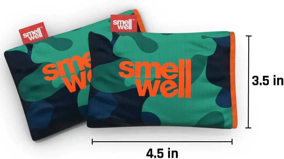 SmellWell - Scented Shoe Deodorizer Inserts - Odor Eliminators - Activated Bamboo Charcoal   Minerals - Natural Freshenes for shoes, bags, gloves - 2 x 1.8oz Original Size Camo Green