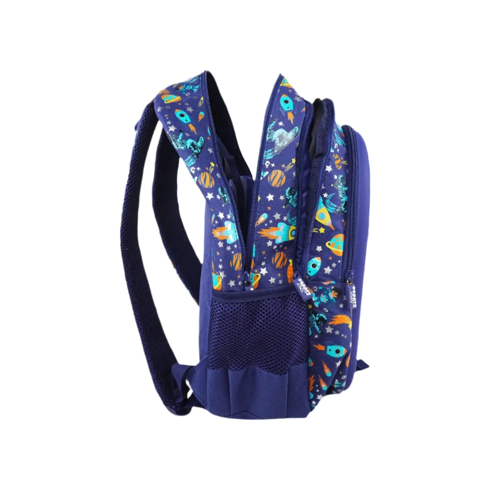 Smily Kiddos Space Astronaut EVA Shell Backpack with SmilyTrack (19L) – Blue | Lightweight, Durable & Trackable School Bag for Kids (45 x 30 x 14 cm)