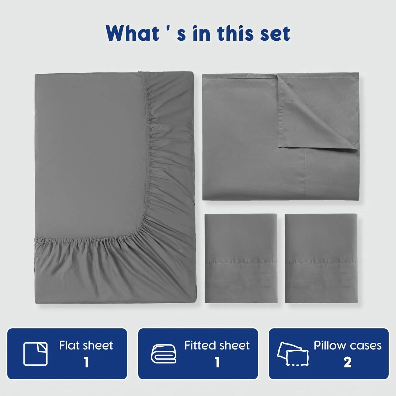 SONORO KATE 100% Egyptian Cotton Sheets - 1200 Thread Count, Luxury & Cooling Hotel Cotton Bed Sheets Set 4 Piece, Sateen Weave for Soft Feel, Fits Upto 16" Mattress (Grey, Queen)