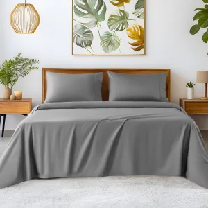 SONORO KATE 100% Egyptian Cotton Sheets - 1200 Thread Count, Luxury & Cooling Hotel Cotton Bed Sheets Set 4 Piece, Sateen Weave for Soft Feel, Fits Upto 16" Mattress (Grey, Queen)