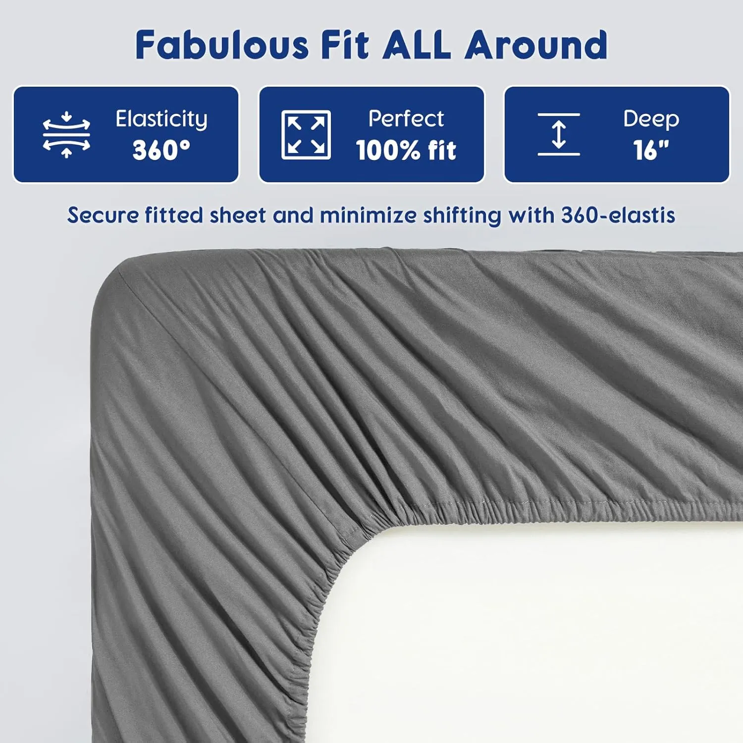 SONORO KATE 100% Egyptian Cotton Sheets - 1200 Thread Count, Luxury & Cooling Hotel Cotton Bed Sheets Set 4 Piece, Sateen Weave for Soft Feel, Fits Upto 16" Mattress (Grey, Queen)
