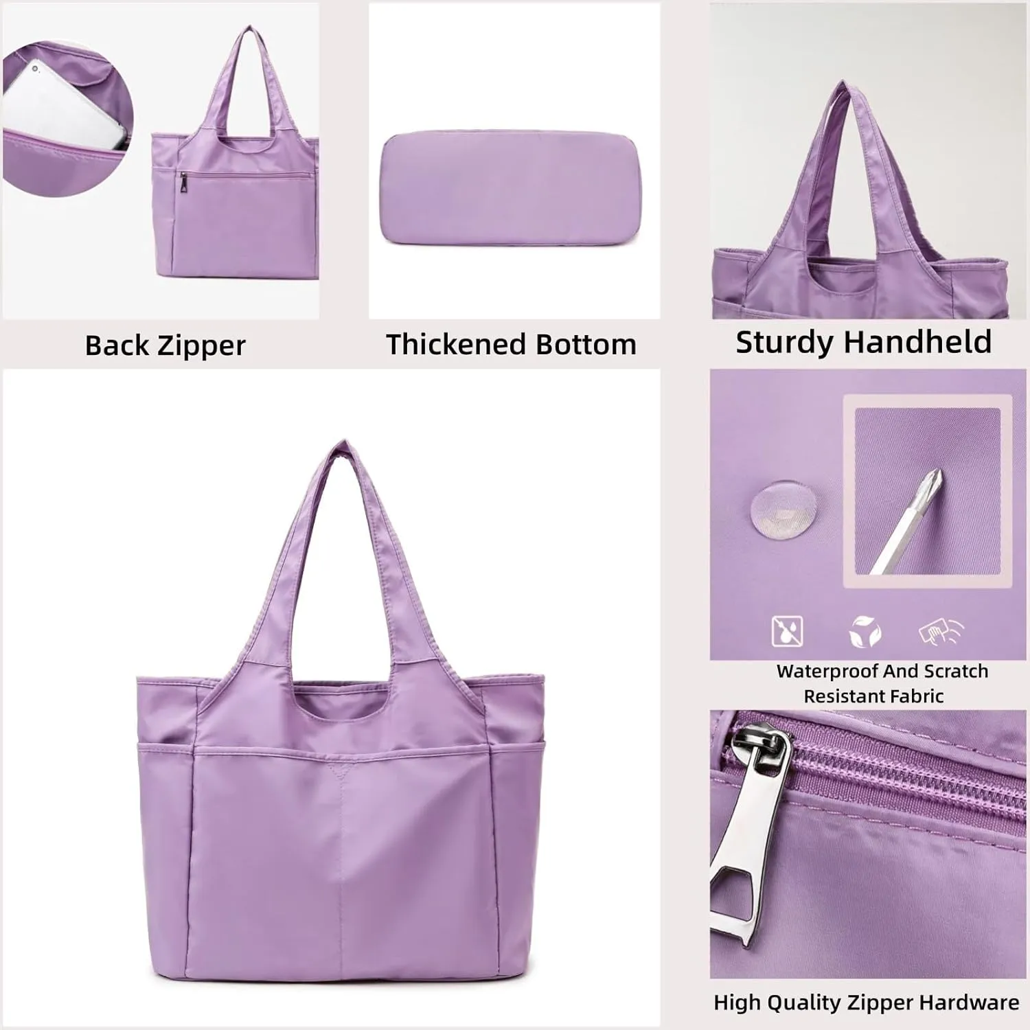 SOYMWIN Tote Bag for Women,Large Tote Bag with Compartments and Multiple Pockets,Quilted Shoulder Bag for Travel Work Sports
