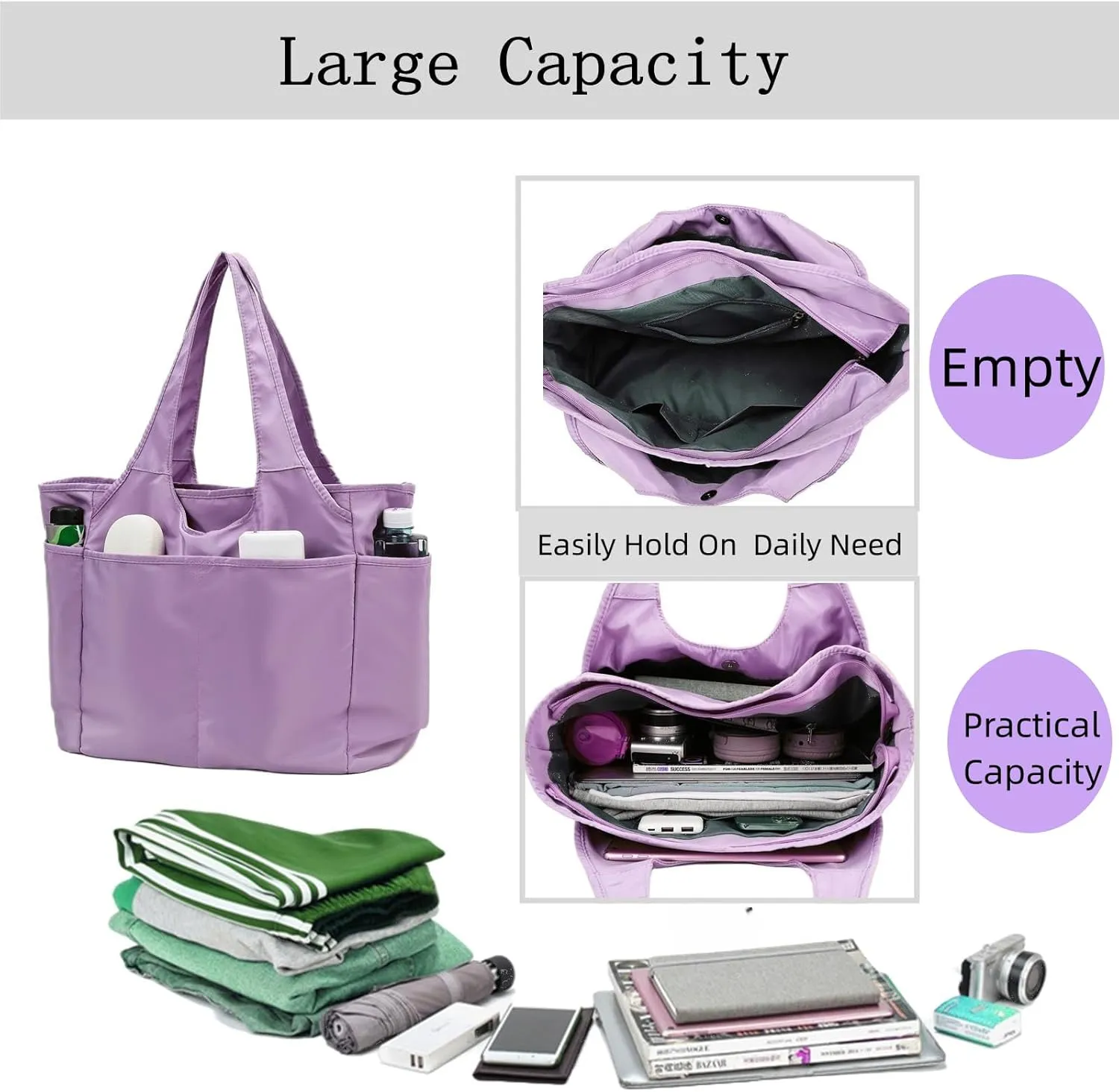 SOYMWIN Tote Bag for Women,Large Tote Bag with Compartments and Multiple Pockets,Quilted Shoulder Bag for Travel Work Sports
