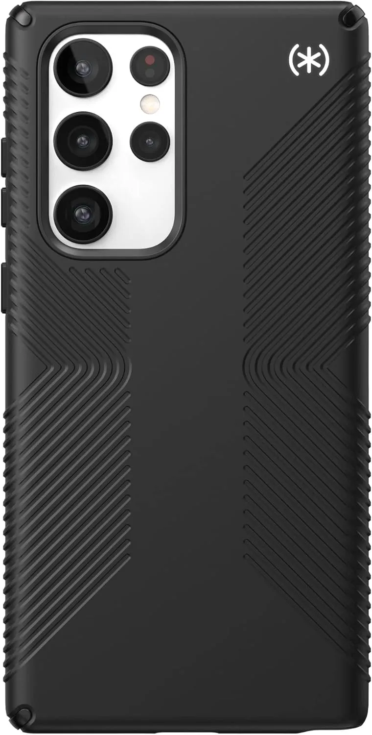 Speck Products Presidio2 Grip Samsung Galaxy S22 Ultra Case, Raised bezel, Black/Black/White