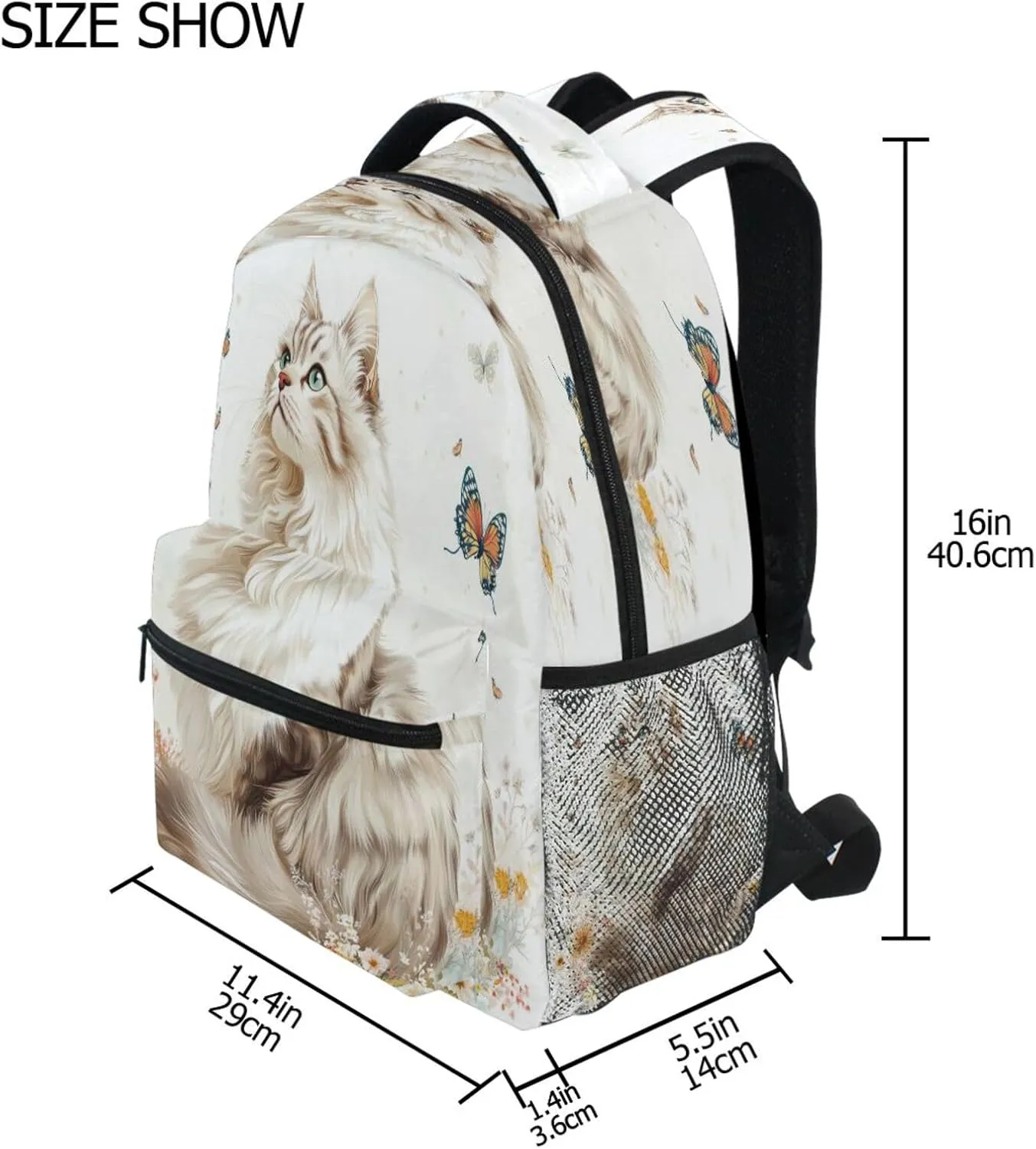 Sport Backpack for Men and Women Waterproof Sports Backpack with Chest Strap for Travel Trip Aesthetic Curl Cats