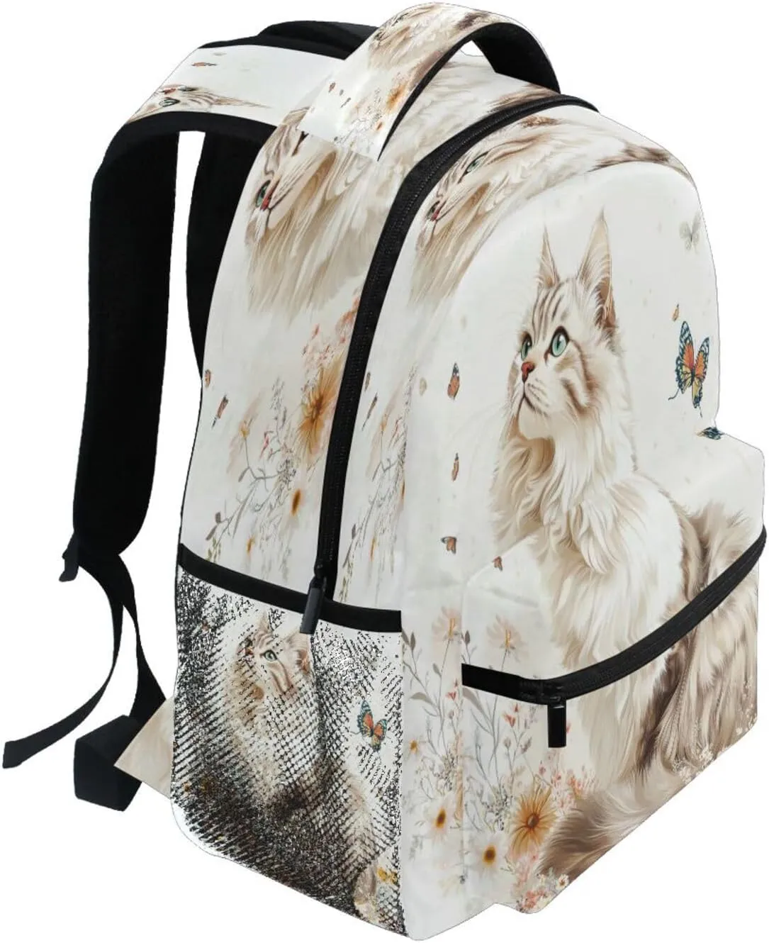 Sport Backpack for Men and Women Waterproof Sports Backpack with Chest Strap for Travel Trip Aesthetic Curl Cats