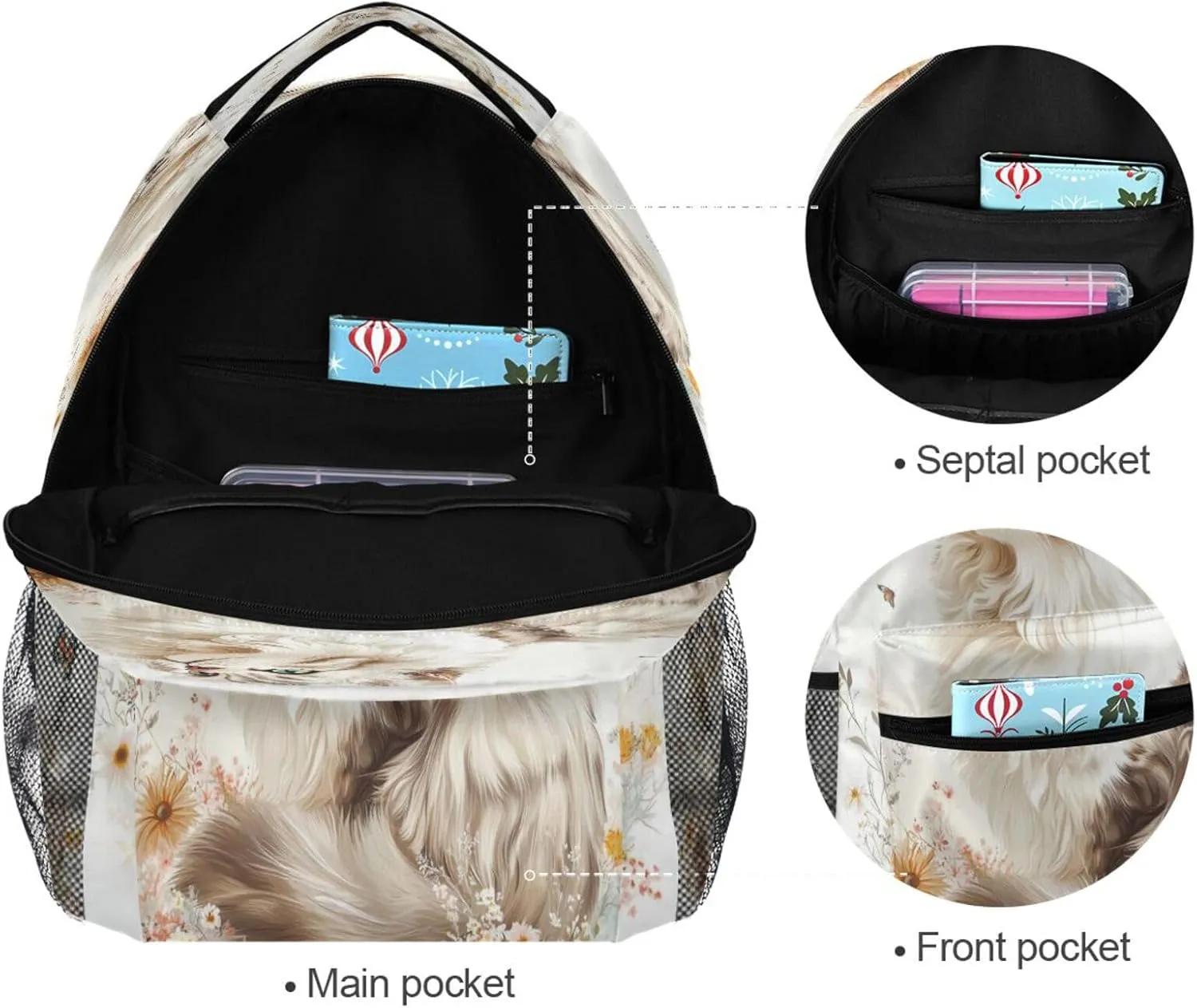 Sport Backpack for Men and Women Waterproof Sports Backpack with Chest Strap for Travel Trip Aesthetic Curl Cats