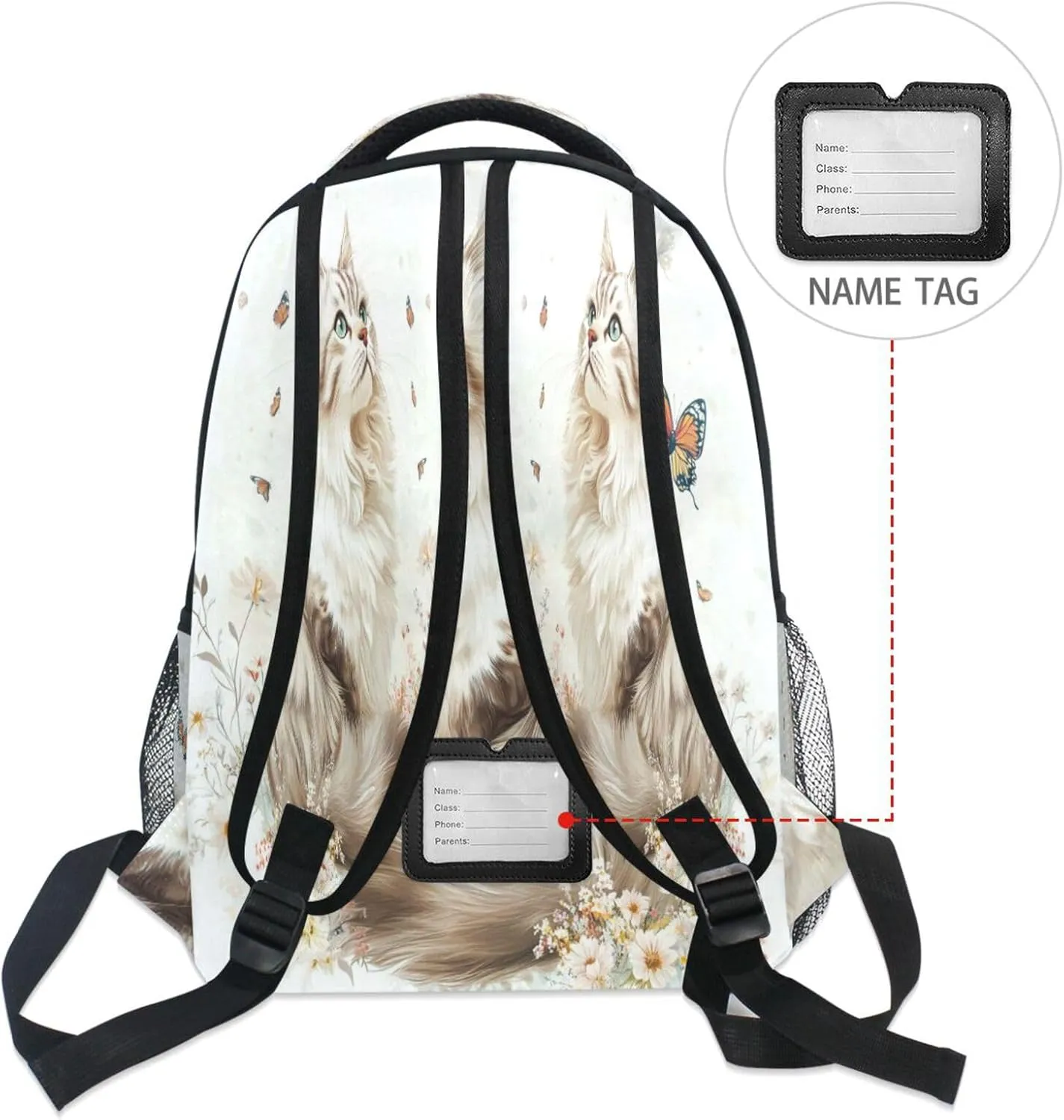 Sport Backpack for Men and Women Waterproof Sports Backpack with Chest Strap for Travel Trip Aesthetic Curl Cats