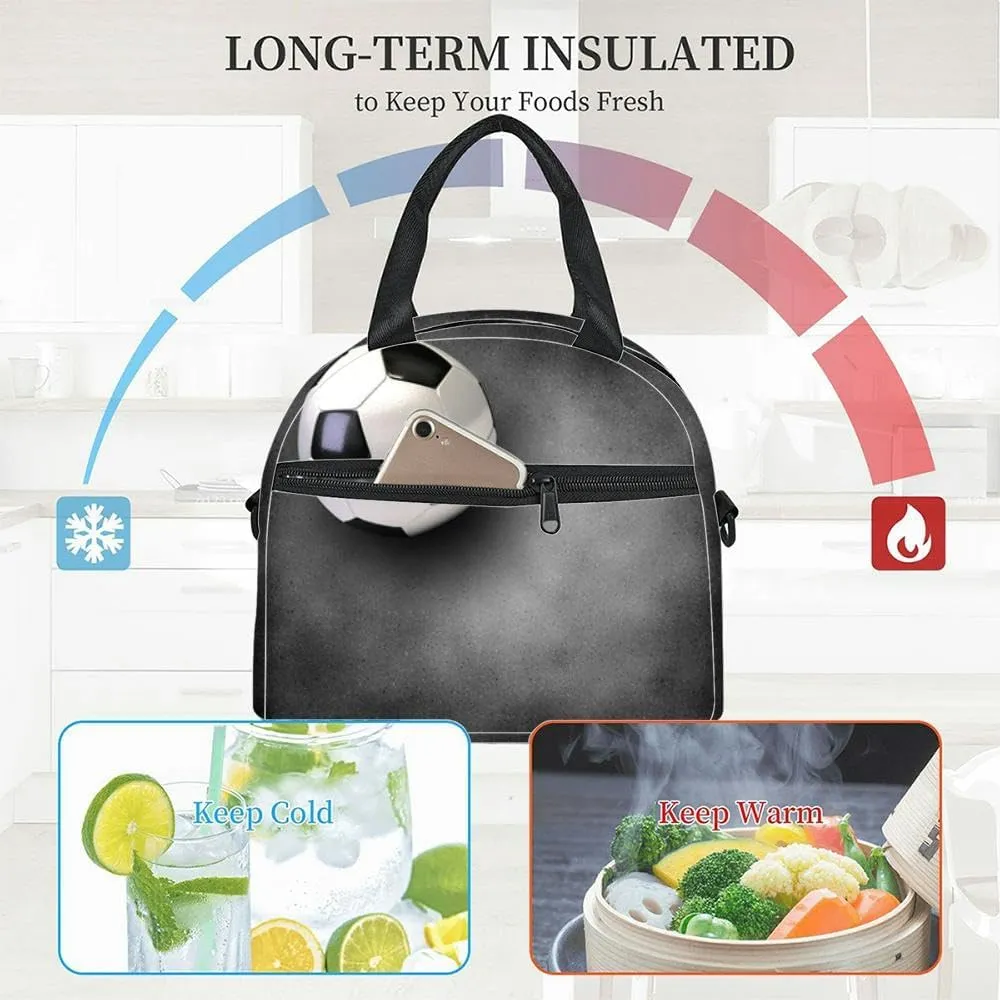 sport ball Insulated Adult Lunch Bag with Shoulder Strap for Women Lightweight Reusable Portable Freezable Lunch Tote Bag for Work Picnic