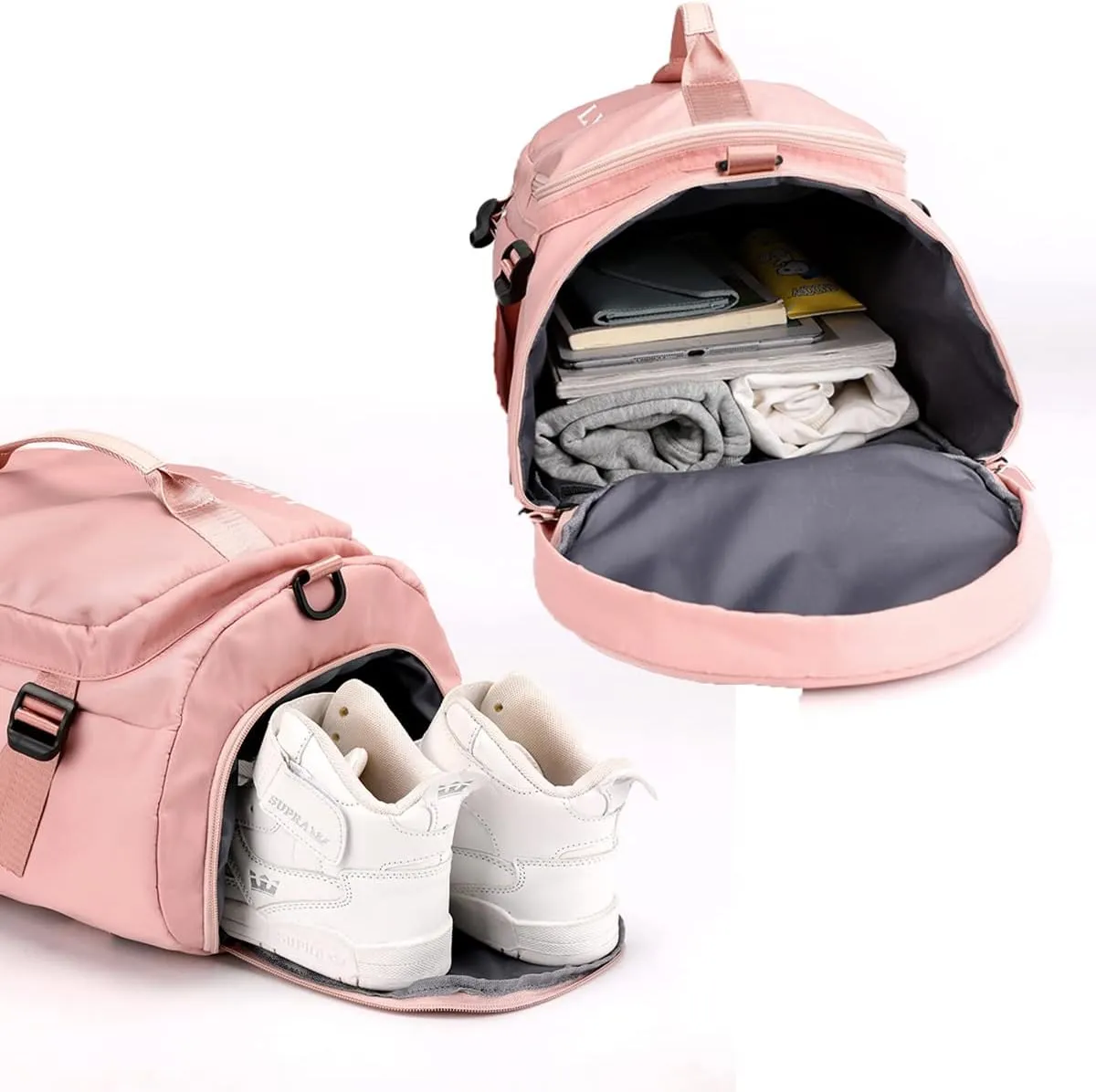 Sport gym bag,duffel bag with shoe compartment foldable training handbag for men and women – sport travel bag overnight weekend shoulder weight dry bag -Waterproof Dry Wet Separated Gym Bags