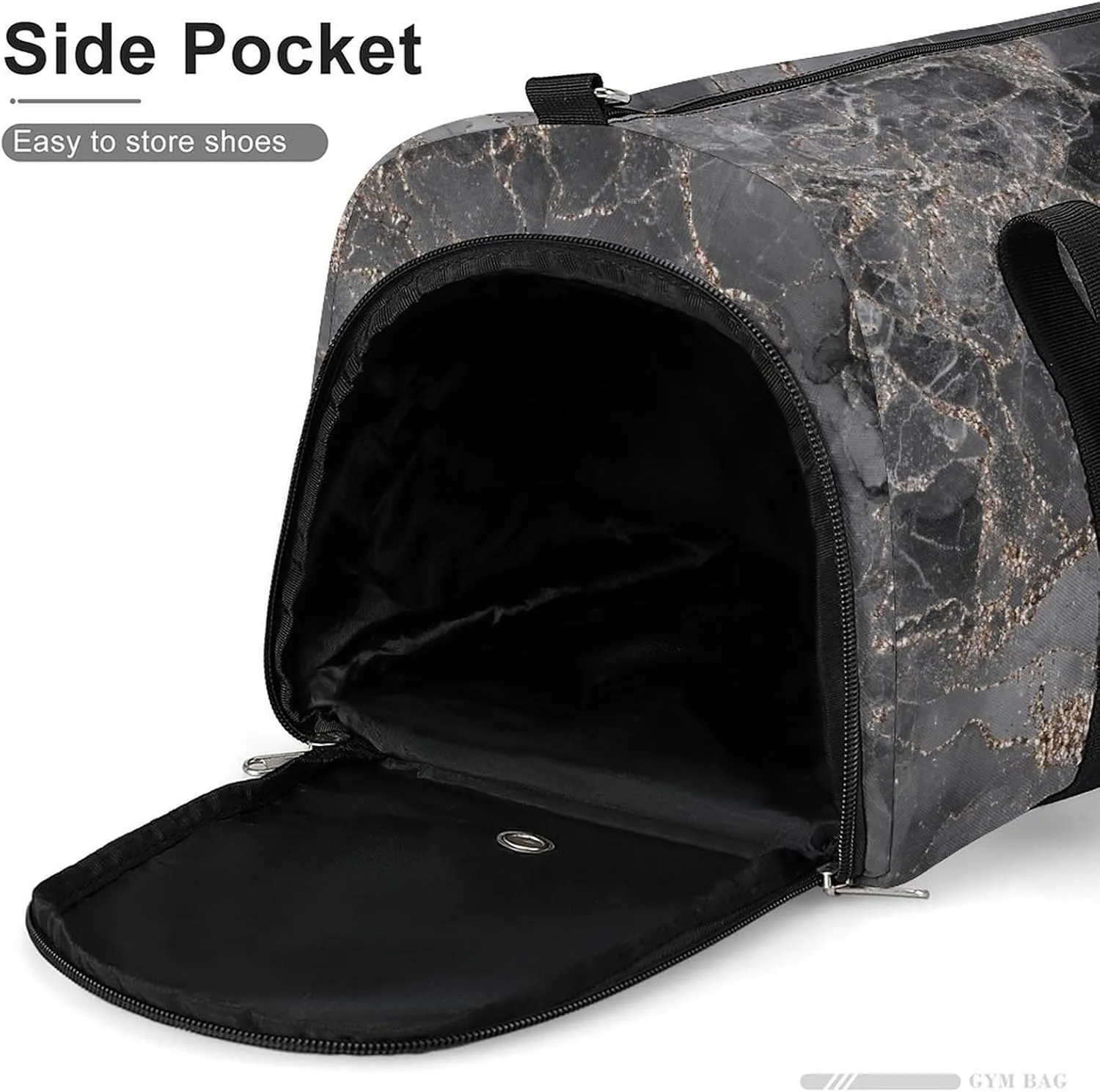 Sport Gym Duffel with Shoe Compartment Wet Pocket, Black-gold-fluid-art Shoulder Travel Bag for Women Men