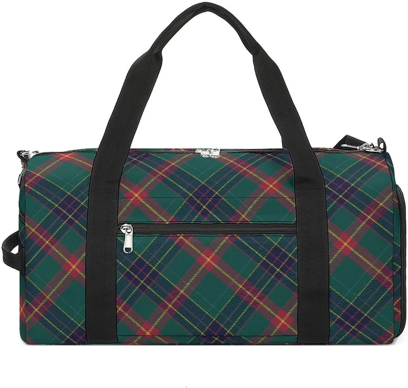 Sport Gym Duffel with Shoe Compartment Wet Pocket, Christmas-plaid-pattern-design Shoulder Travel Bag for Women Men