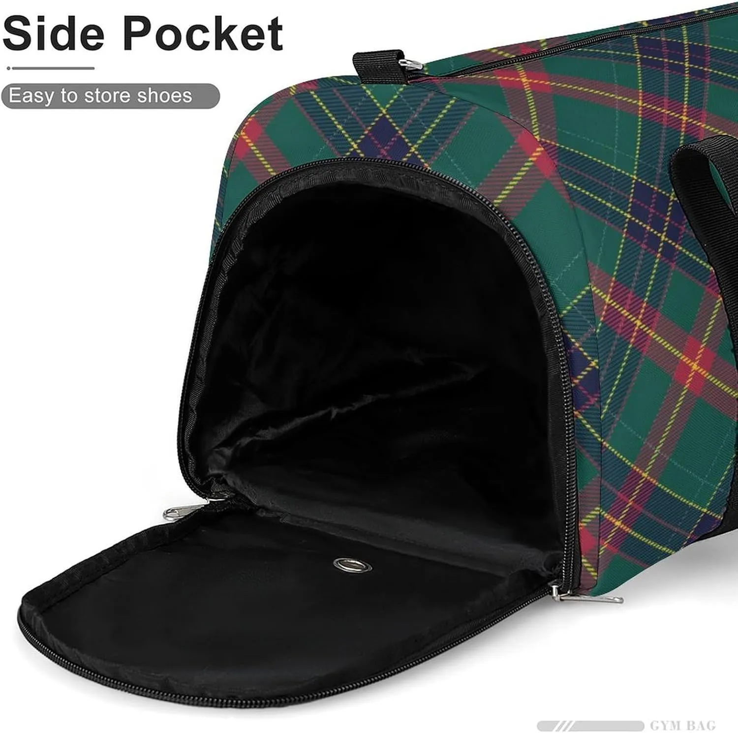 Sport Gym Duffel with Shoe Compartment Wet Pocket, Christmas-plaid-pattern-design Shoulder Travel Bag for Women Men