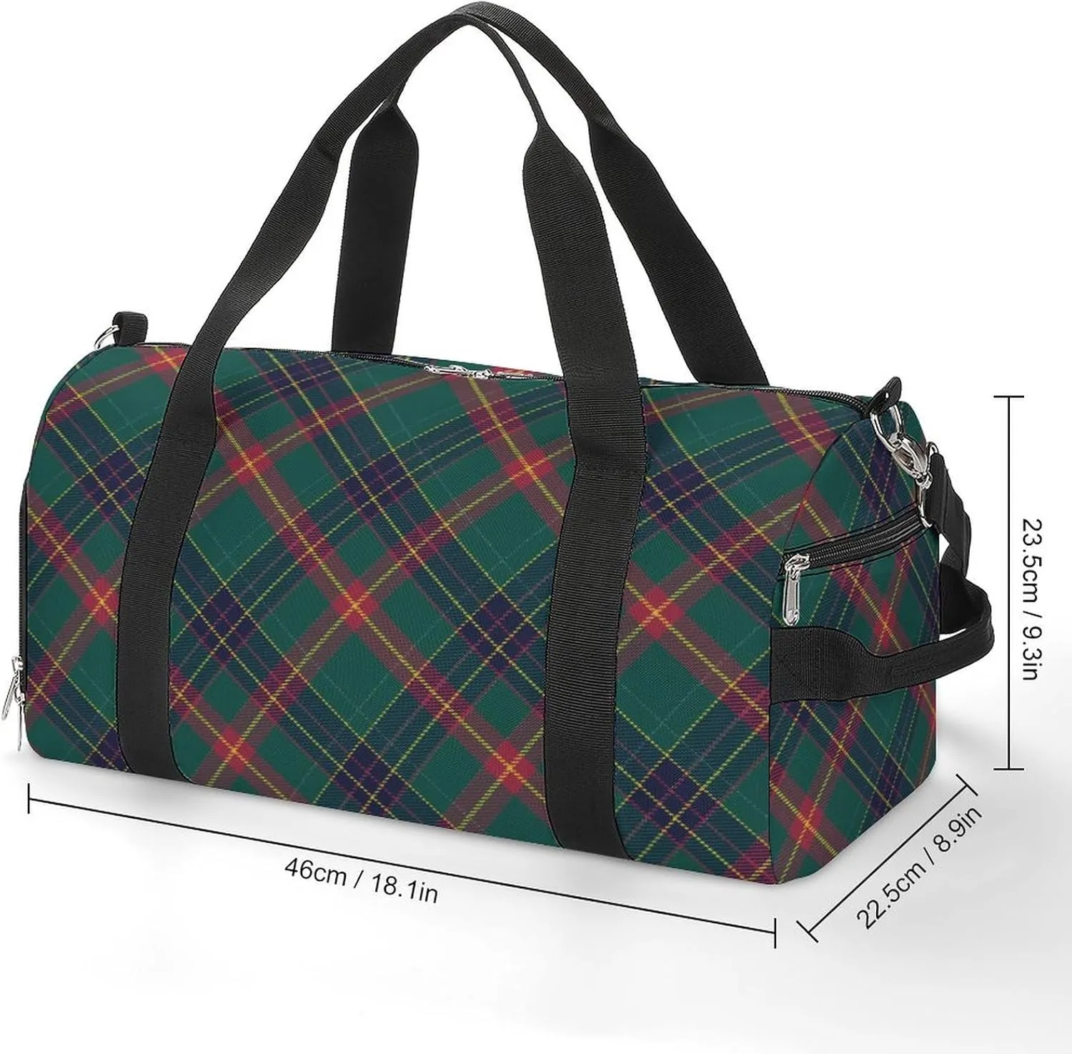 Sport Gym Duffel with Shoe Compartment Wet Pocket, Christmas-plaid-pattern-design Shoulder Travel Bag for Women Men