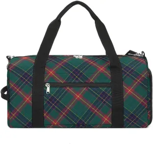 Sport Gym Duffel with Shoe Compartment Wet Pocket, Christmas-plaid-pattern-design Shoulder Travel Bag for Women Men