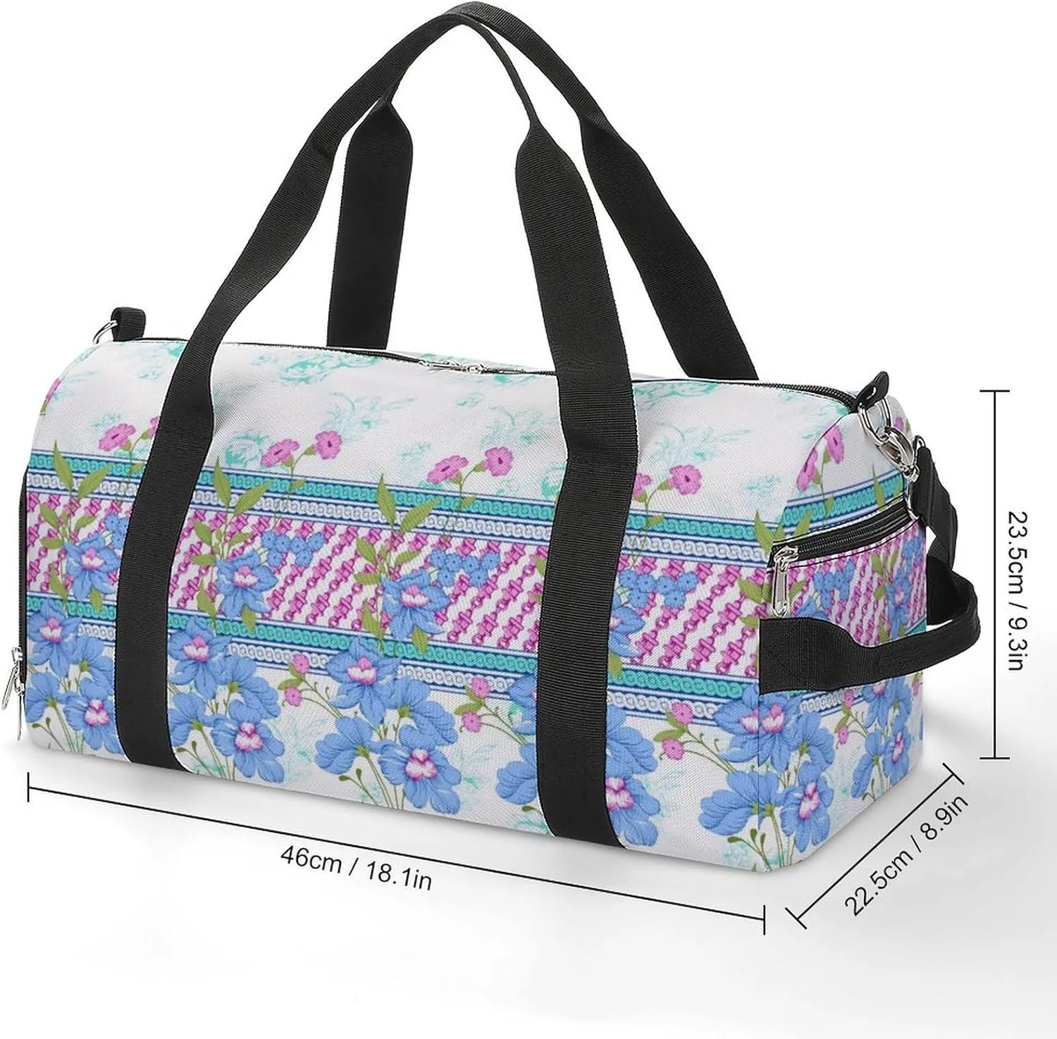 Sport Gym Duffel with Shoe Compartment Wet Pocket, Colorful Flower Pattern Shoulder Travel Bag for Women Men, style