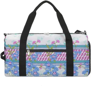 Sport Gym Duffel with Shoe Compartment Wet Pocket, Colorful Flower Pattern Shoulder Travel Bag for Women Men, style
