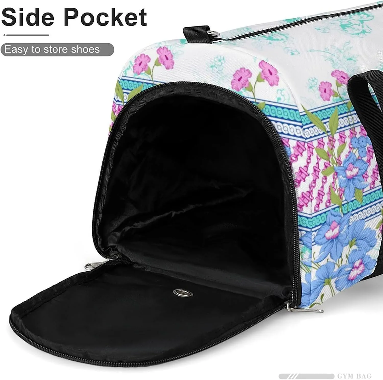 Sport Gym Duffel with Shoe Compartment Wet Pocket, Colorful Flower Pattern Shoulder Travel Bag for Women Men, style