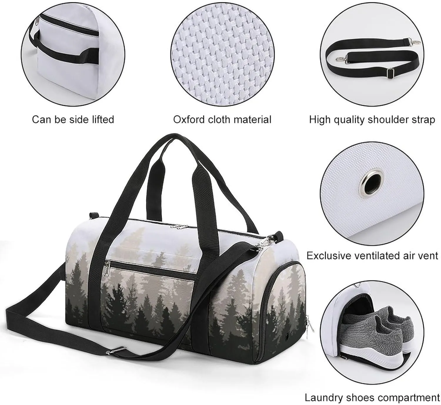 Sport Gym Duffel with Shoe Compartment Wet Pocket, Forest-panorama-print Shoulder Travel Bag for Women Men, style-2