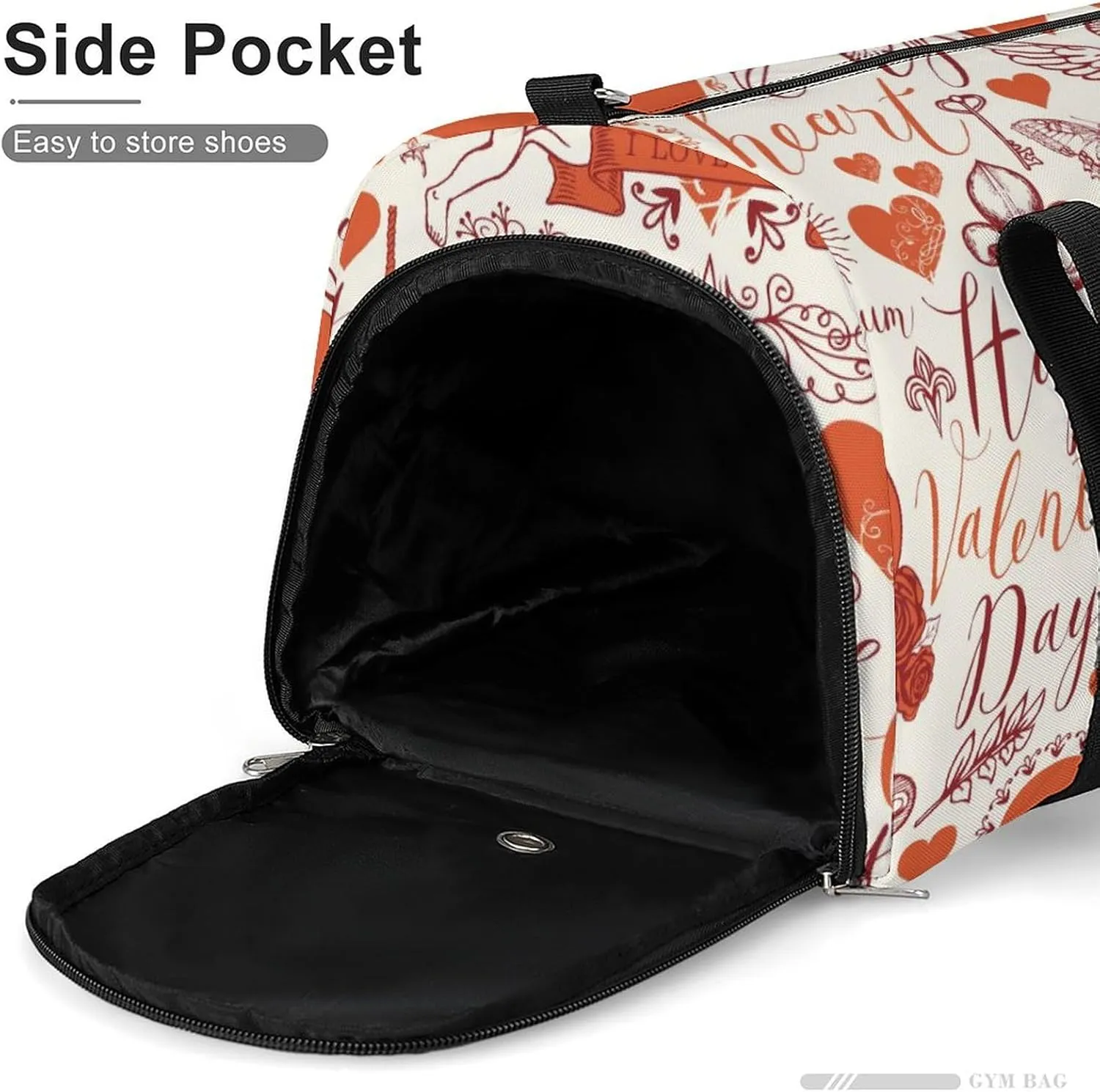 Sport Gym Duffel with Shoe Compartment Wet Pocket, Love Print Shoulder Travel Bag for Women Men, style-3
