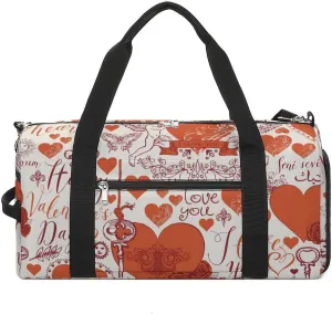 Sport Gym Duffel with Shoe Compartment Wet Pocket, Love Print Shoulder Travel Bag for Women Men, style-3