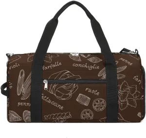 Sport Gym Duffel with Shoe Compartment Wet Pocket, Pasta-shapes-print Shoulder Travel Bag for Women Men, style-2