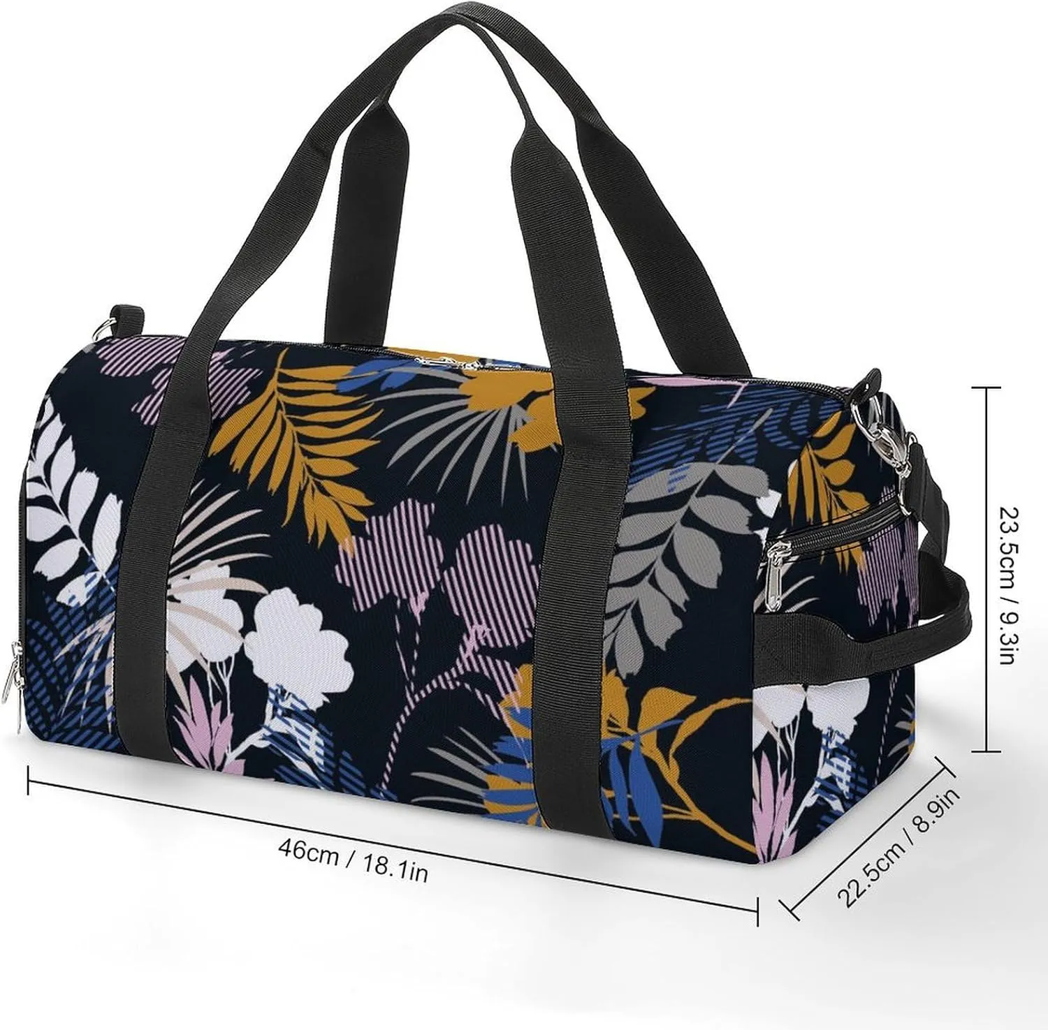 Sport Gym Duffel with Shoe Compartment Wet Pocket, Tropical-foliage-fill-stripe Shoulder Travel Bag for Women Men, style-3