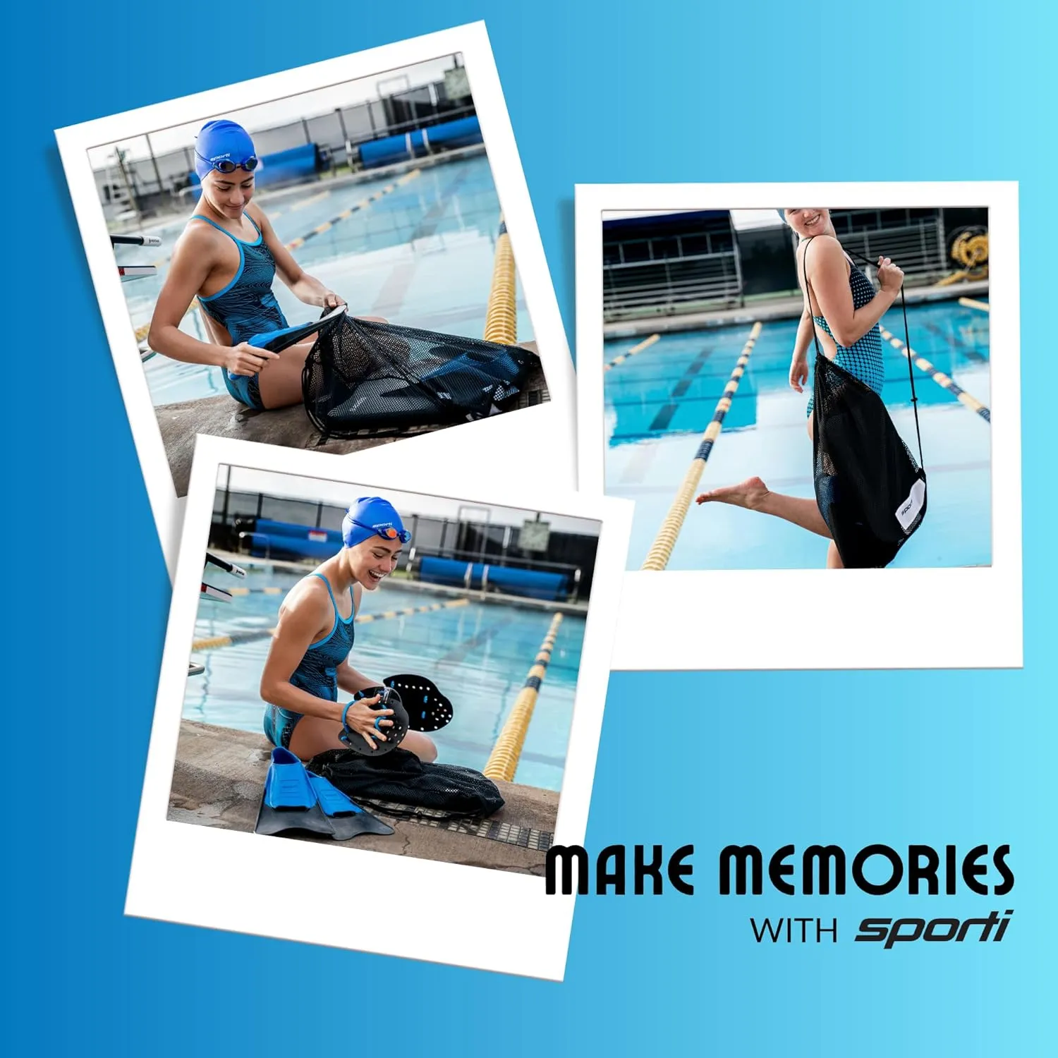 Sporti Swimming Equipment Bags, Mesh Drawstring Backpack,Swim Bag for Swimmers,Mesh Backpack for Beach