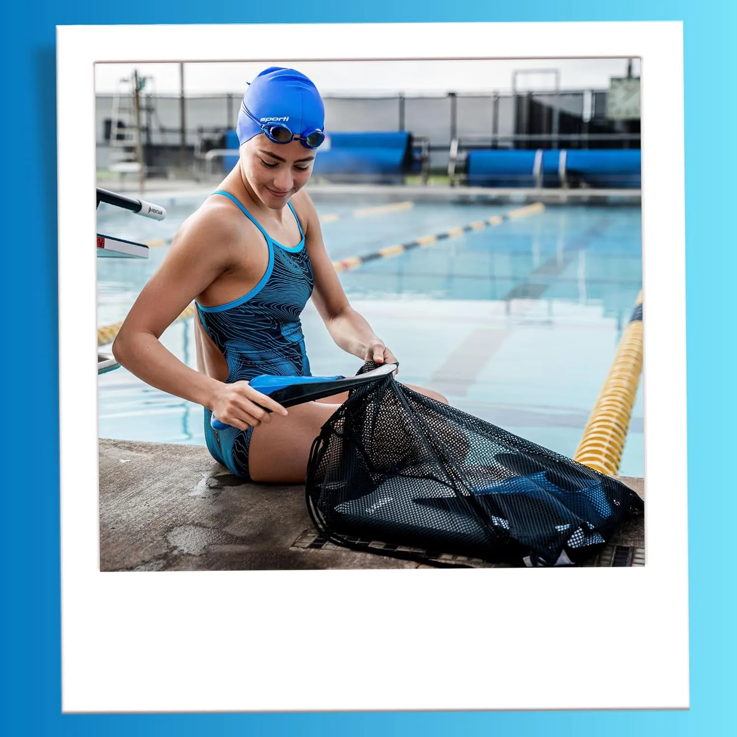 Sporti Swimming Equipment Bags, Mesh Drawstring Backpack,Swim Bag for Swimmers,Mesh Backpack for Beach