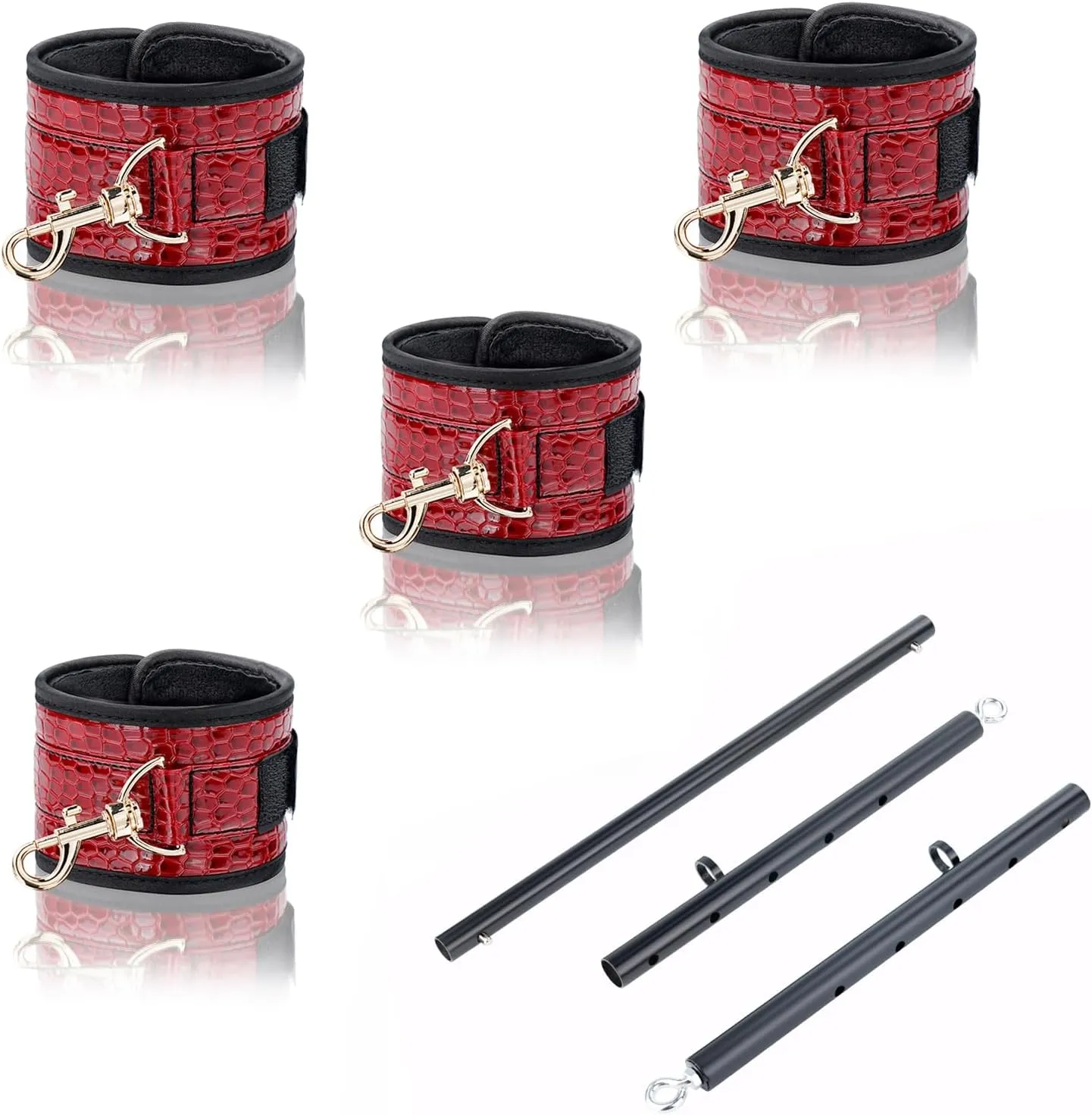 Spreader Bar Expandable Exercise Stainless Steel with 4 pcs Fur Adjustable Strap, Yoga Training Fitness Gear, Workout Bar,Sports Gym Kit