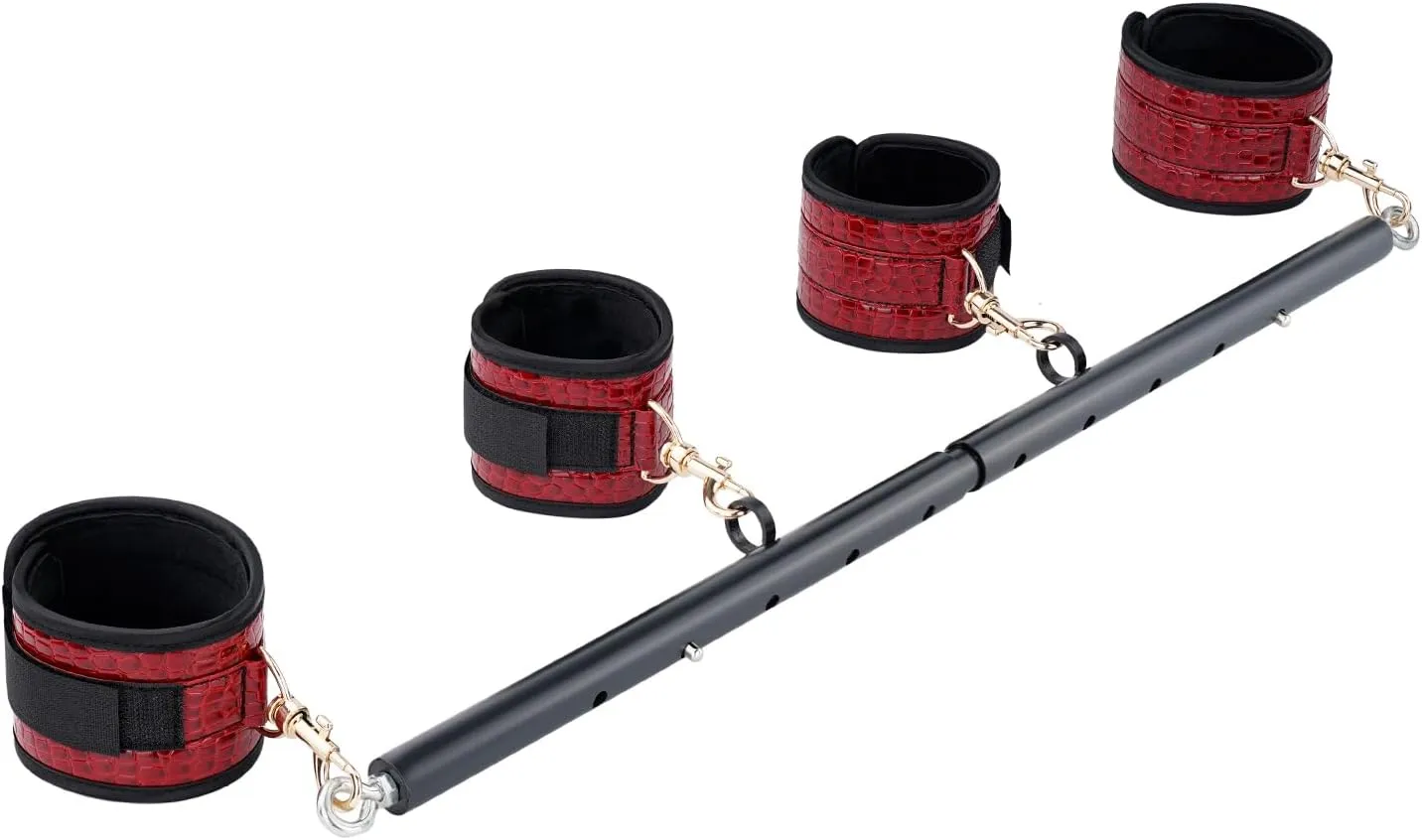 Spreader Bar Expandable Exercise Stainless Steel with 4 pcs Fur Adjustable Strap, Yoga Training Fitness Gear, Workout Bar,Sports Gym Kit
