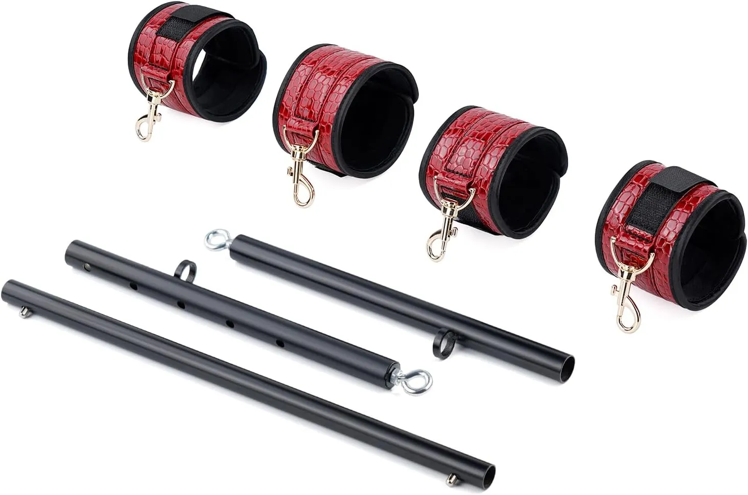 Spreader Bar Expandable Exercise Stainless Steel with 4 pcs Fur Adjustable Strap, Yoga Training Fitness Gear, Workout Bar,Sports Gym Kit