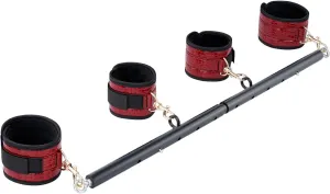 Spreader Bar Expandable Exercise Stainless Steel with 4 pcs Fur Adjustable Strap, Yoga Training Fitness Gear, Workout Bar,Sports Gym Kit