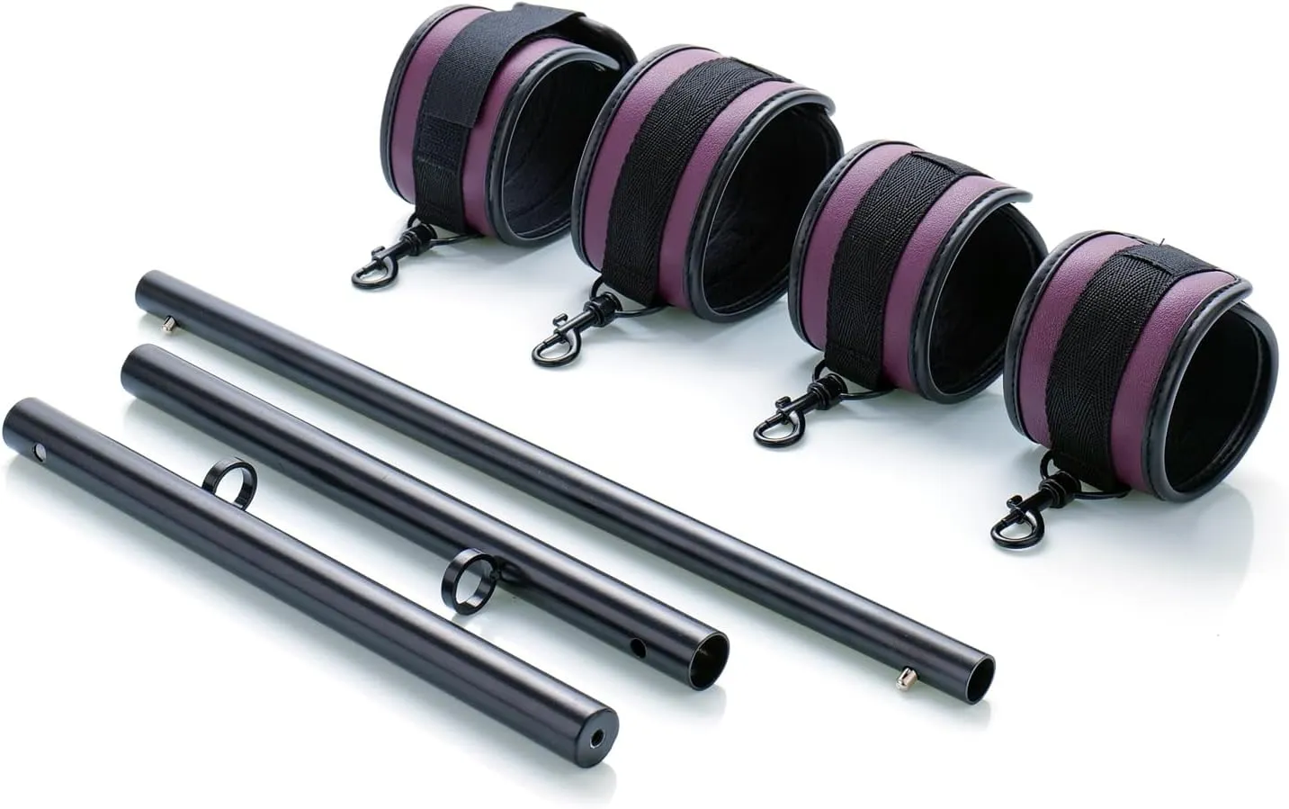 Spreader Bar Heavy Duty Stainless Steel Expandable Home Gym with 4pcs Furry Purple Adjustable Strap,Sports Aid Training Fitness Gear Pilates Aid Kit,Indoor Yoga Set