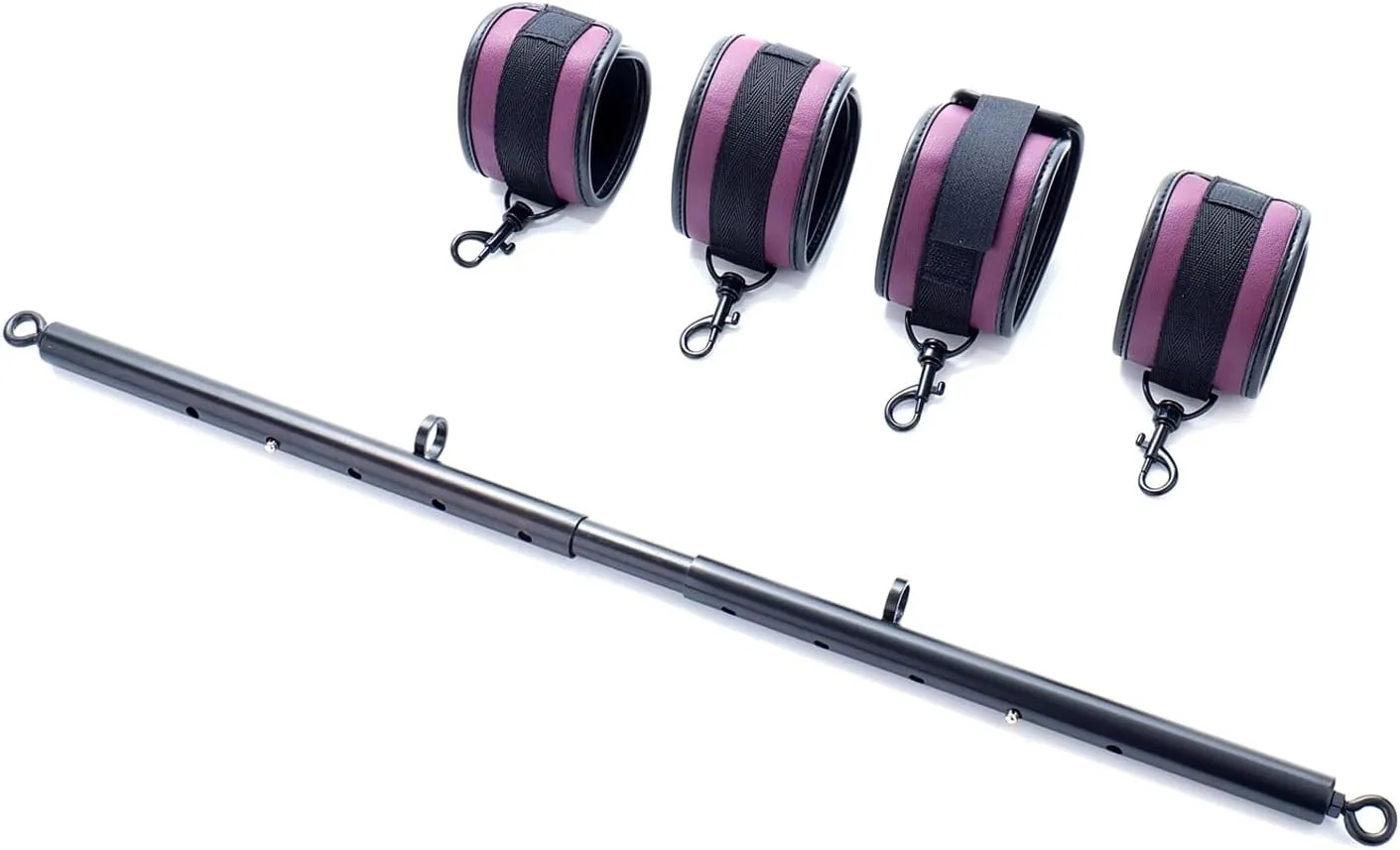 Spreader Bar Heavy Duty Stainless Steel Expandable Home Gym with 4pcs Furry Purple Adjustable Strap,Sports Aid Training Fitness Gear Pilates Aid Kit,Indoor Yoga Set