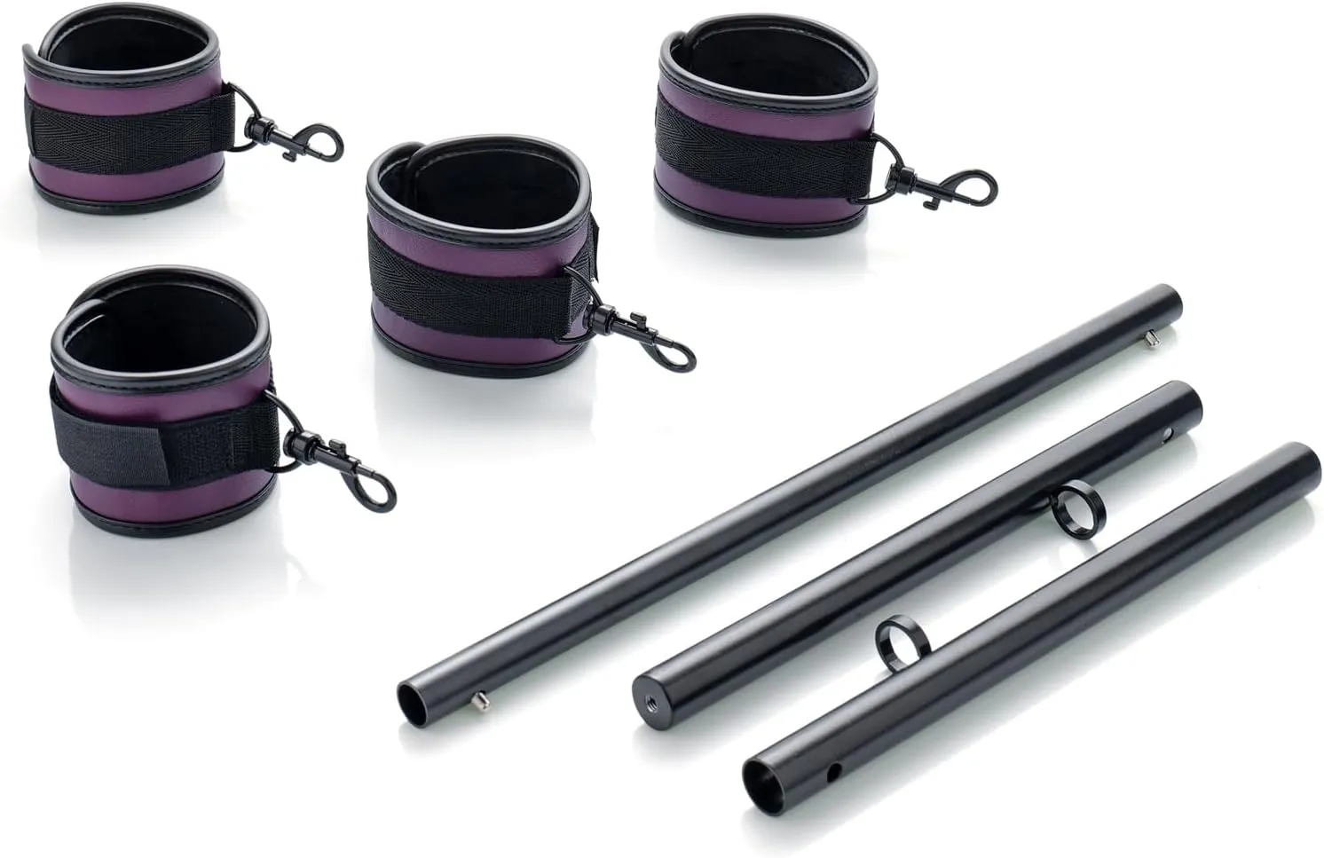 Spreader Bar Heavy Duty Stainless Steel Expandable Home Gym with 4pcs Furry Purple Adjustable Strap,Sports Aid Training Fitness Gear Pilates Aid Kit,Indoor Yoga Set