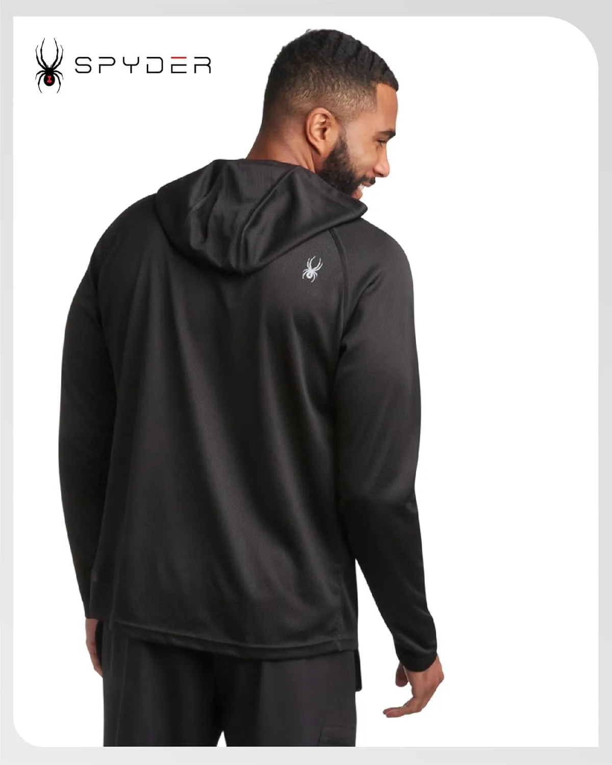 Spyder Mens Rash Guard Long Sleeve Sun Hoodie Shirt - UPF 50  UV Protection Quick Dry Moisture Wicking Fishing & Swim Shirt