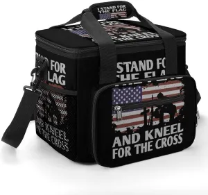 Stand for Flag Kneel for Cross Cooler Bag with Handle Portable Lunch Bags Adjustable Crossbody Straps Insulation Tote for Camping