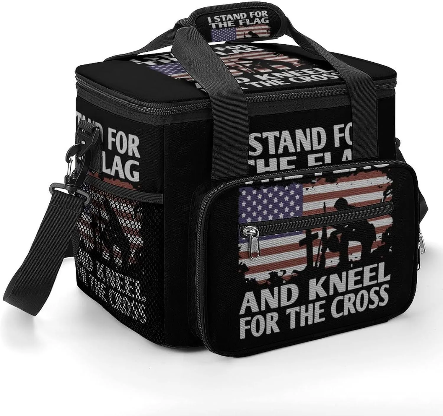 Stand for Flag Kneel for Cross Cooler Bag with Handle Portable Lunch Bags Adjustable Crossbody Straps Insulation Tote for Camping