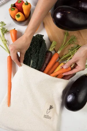 Standard | Certified Organic Cotton Vegetable Crisper Bags | Produce Bags to Keep Lettuce & Veggies Fresh | Reusable, Eco-Friendly, Biodegradable, Machine Washable/Dryable | Made in USA