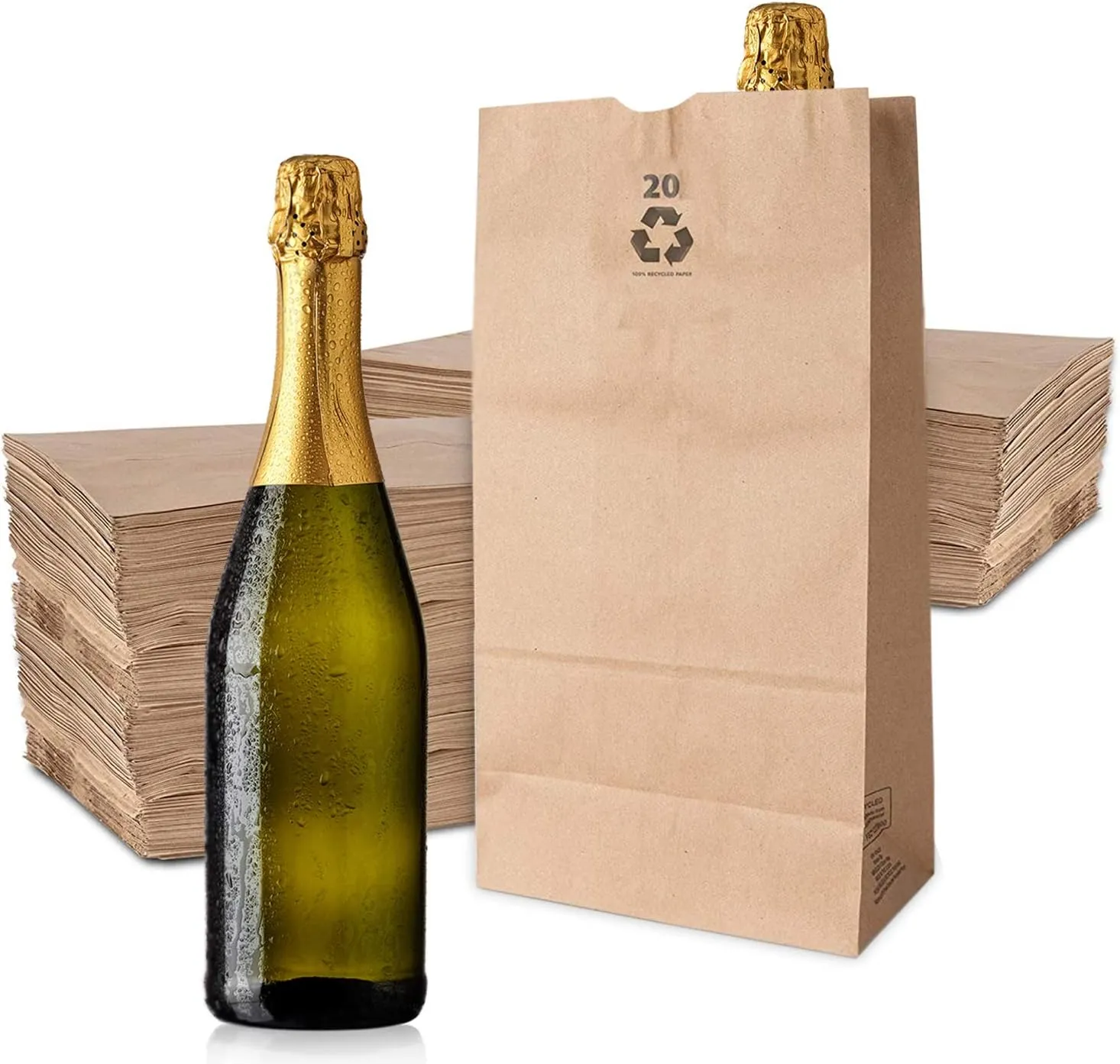 Stock Your Home 20 Lb Kraft Big Brown Paper Bags (100 Count) - Bulk Disposable Liquor Bottle Sacks, Extra Large Size Blank Bag, Good for Big Lunch, Grocery Food Shopping, and Arts & Crafts Projects