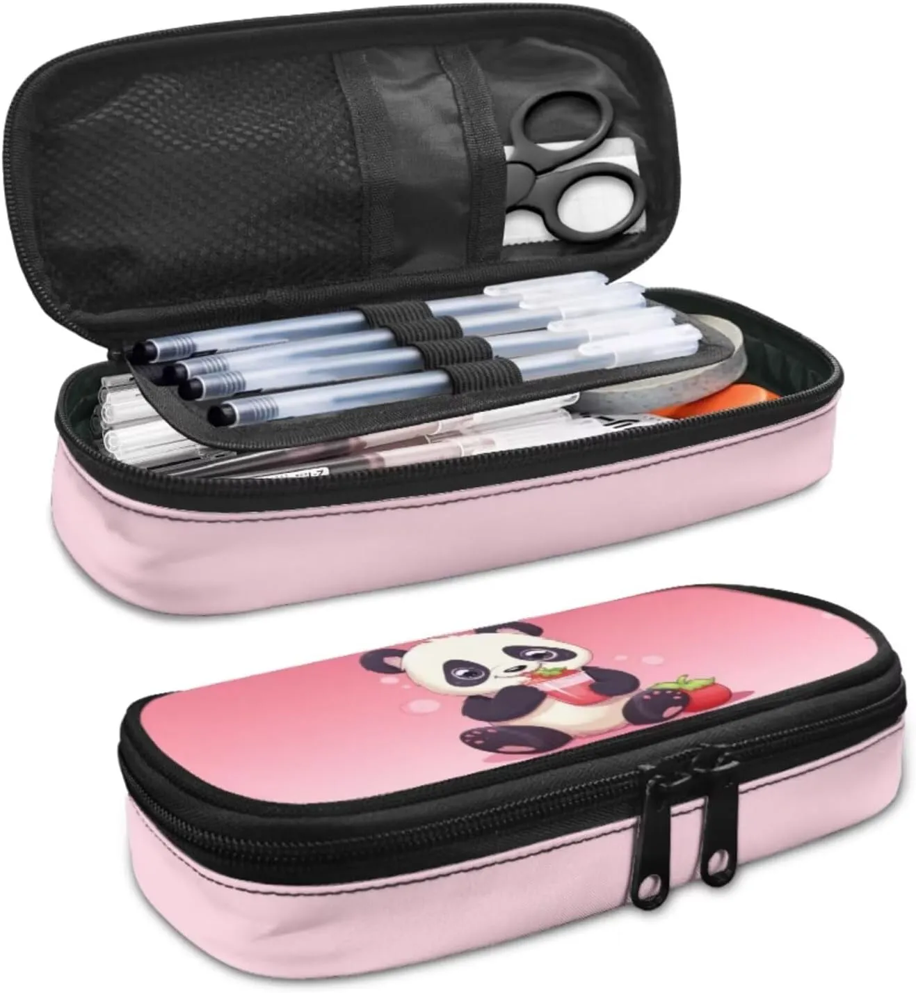 Strawberry Panda 3 Piece Backpack Set for Girls Boys Insulated Lunch Box Cute Pencil Case Daypack Shoulder Bags Sweet Gift for Various Occassions Like Christmas,Thanksgiving