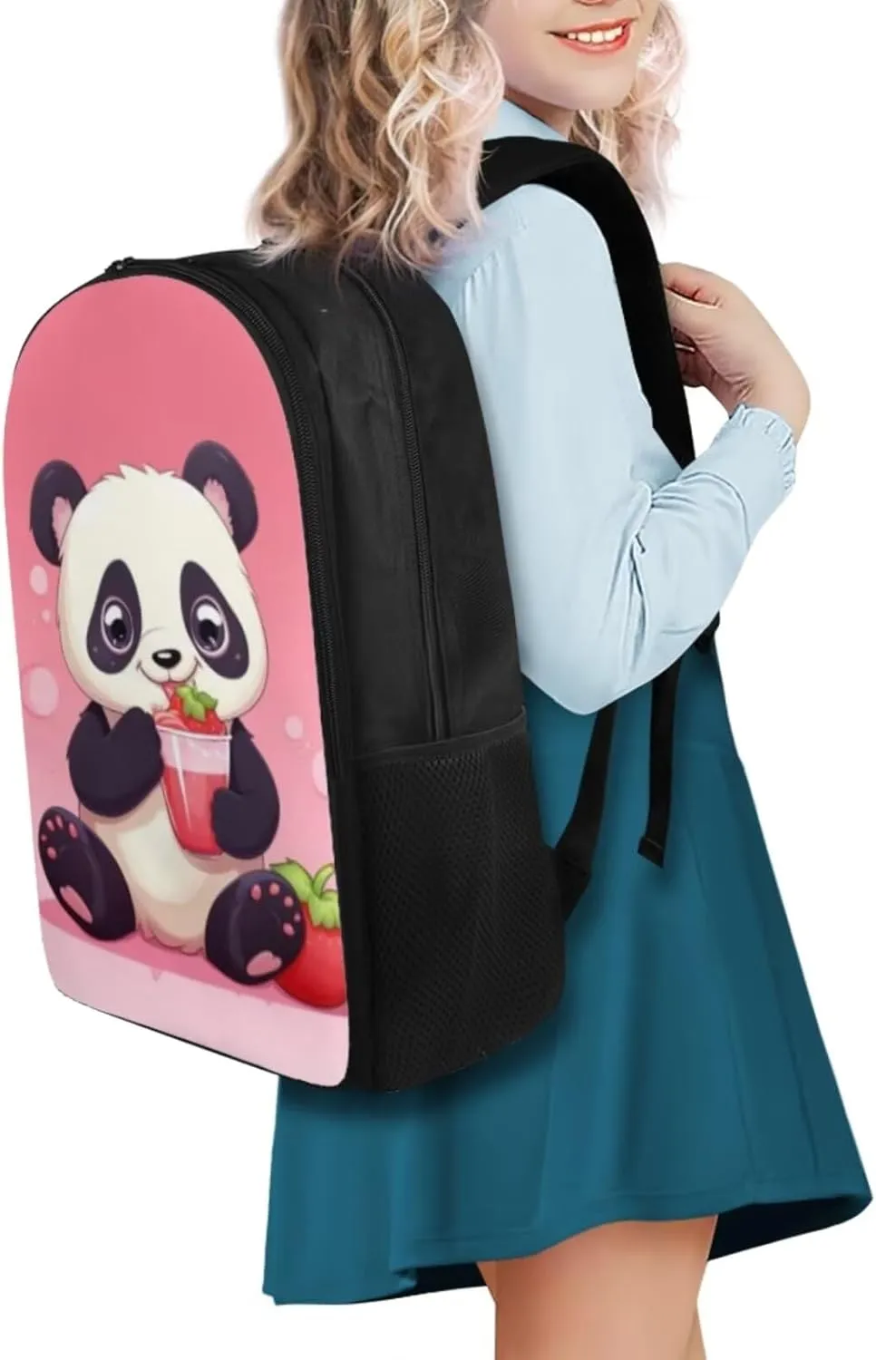 Strawberry Panda 3 Piece Backpack Set for Girls Boys Insulated Lunch Box Cute Pencil Case Daypack Shoulder Bags Sweet Gift for Various Occassions Like Christmas,Thanksgiving