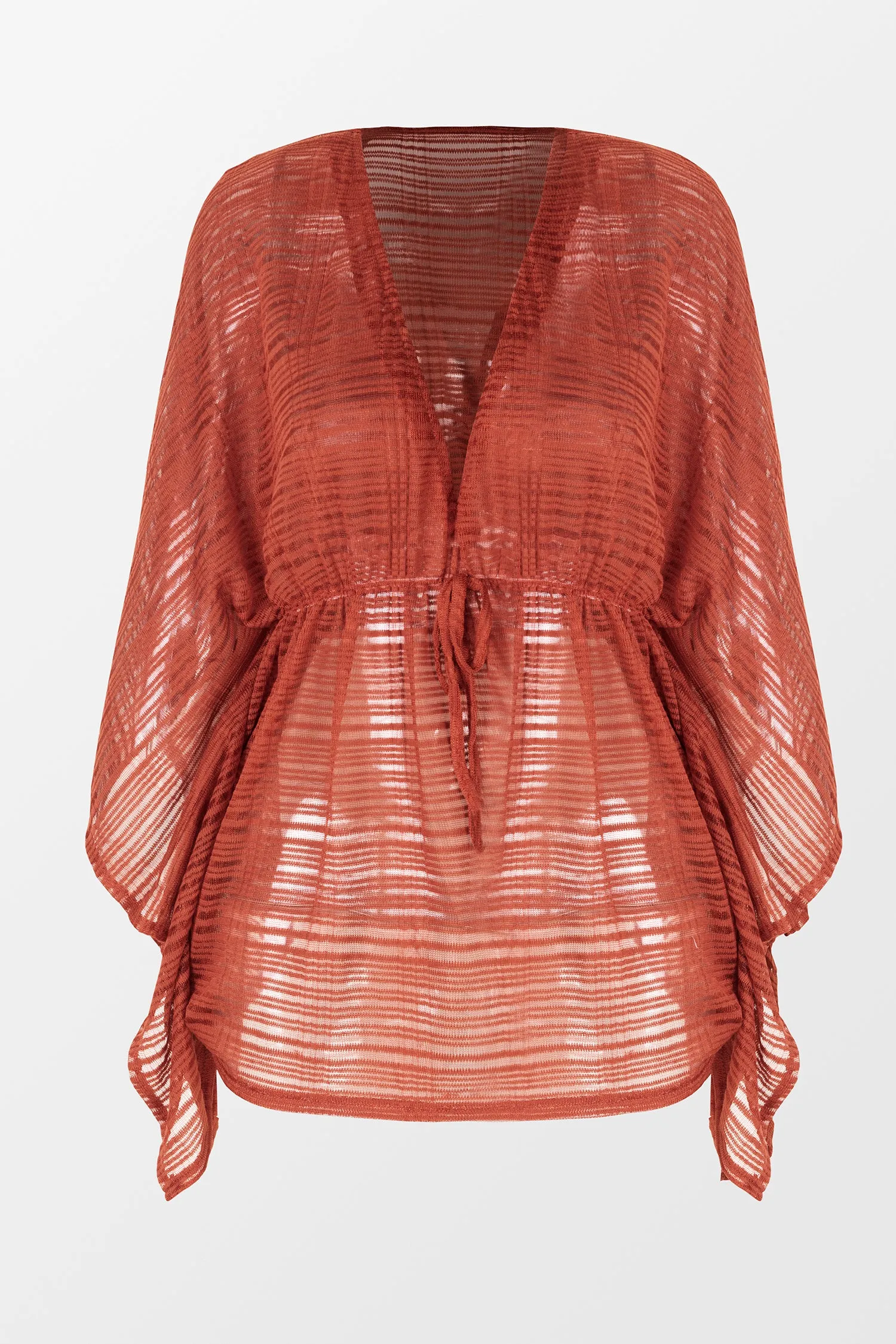 Striped Mesh Drawstring Cover-Up Dress
